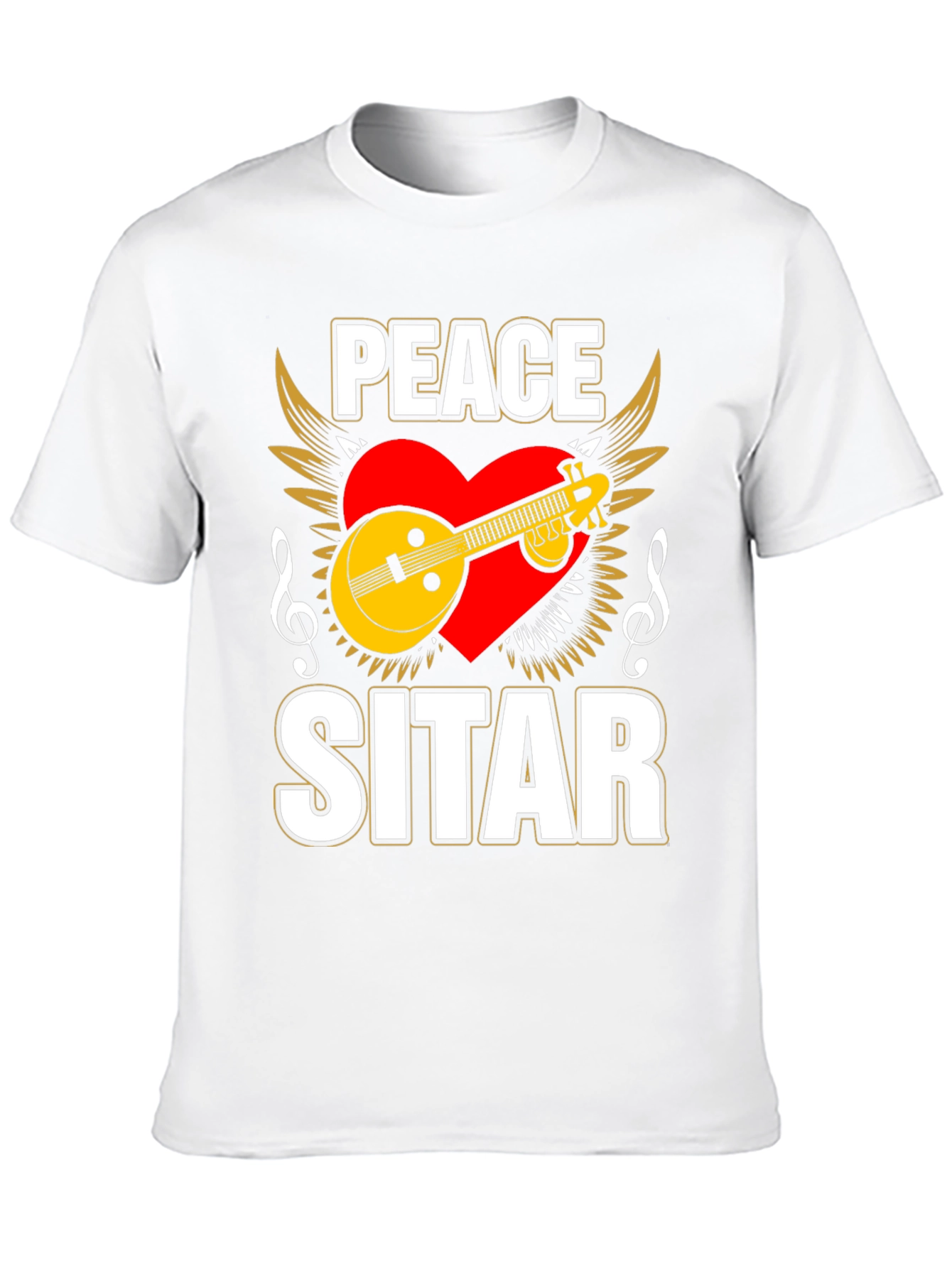 Peace Sitar Graphic Tee - Music Lover T-Shirt