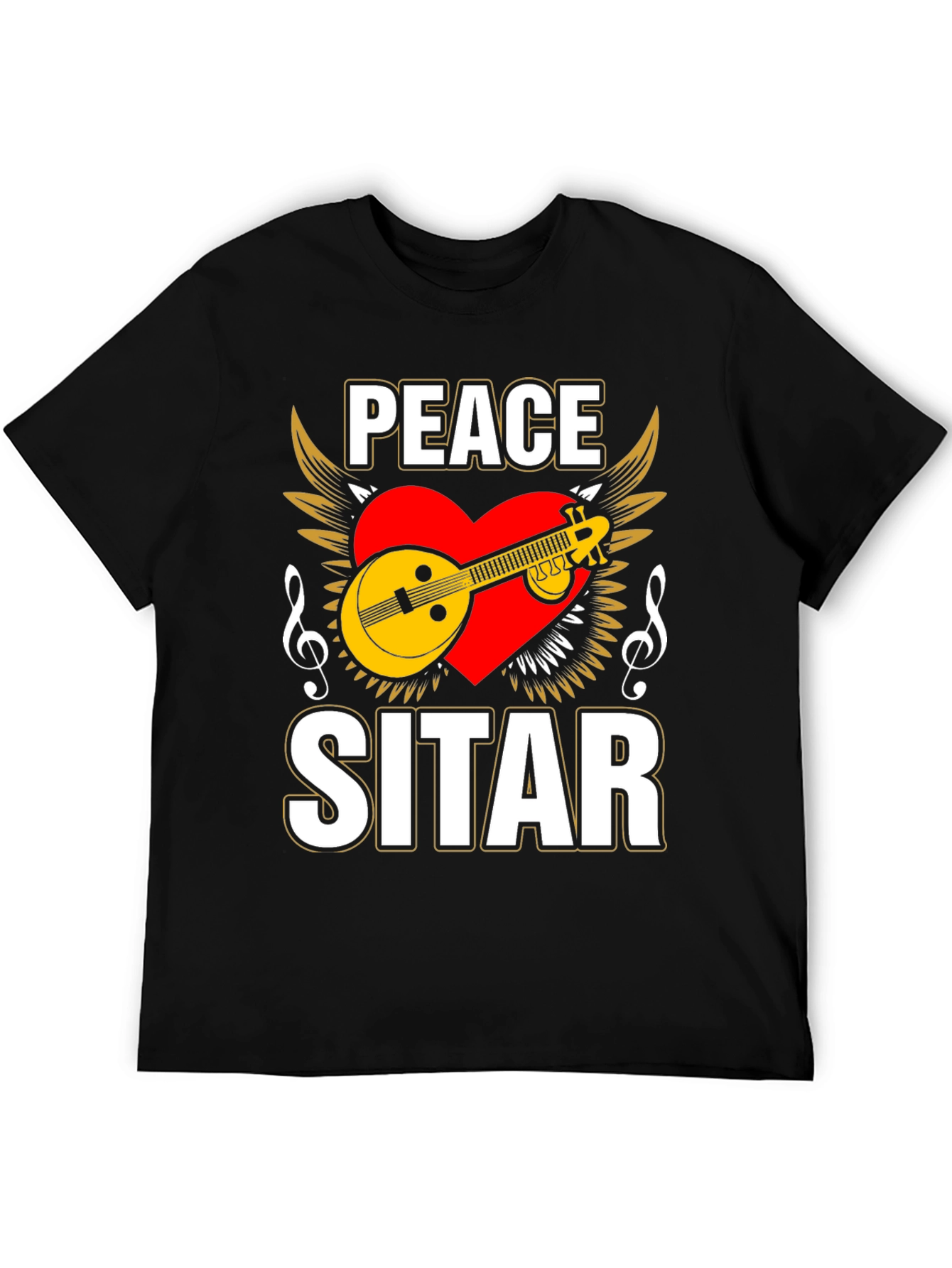 Peace Sitar Graphic Tee - Music Lover T-Shirt