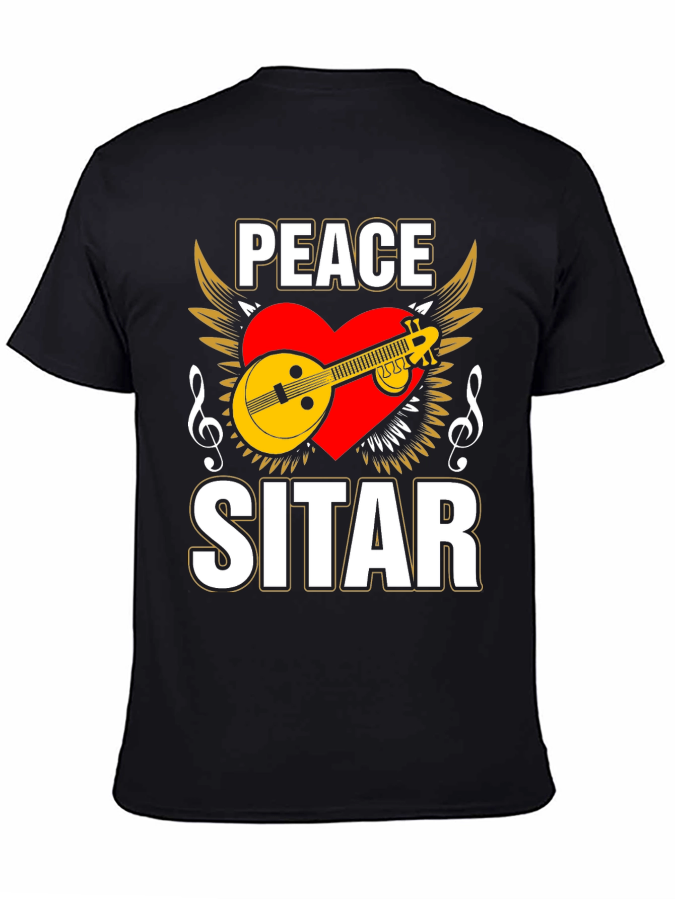 Peace Sitar Graphic Tee - Music Lover T-Shirt