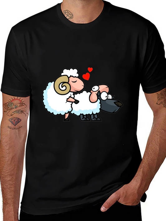 Funny Sheep & Wolf T-Shirt - Cartoon Love