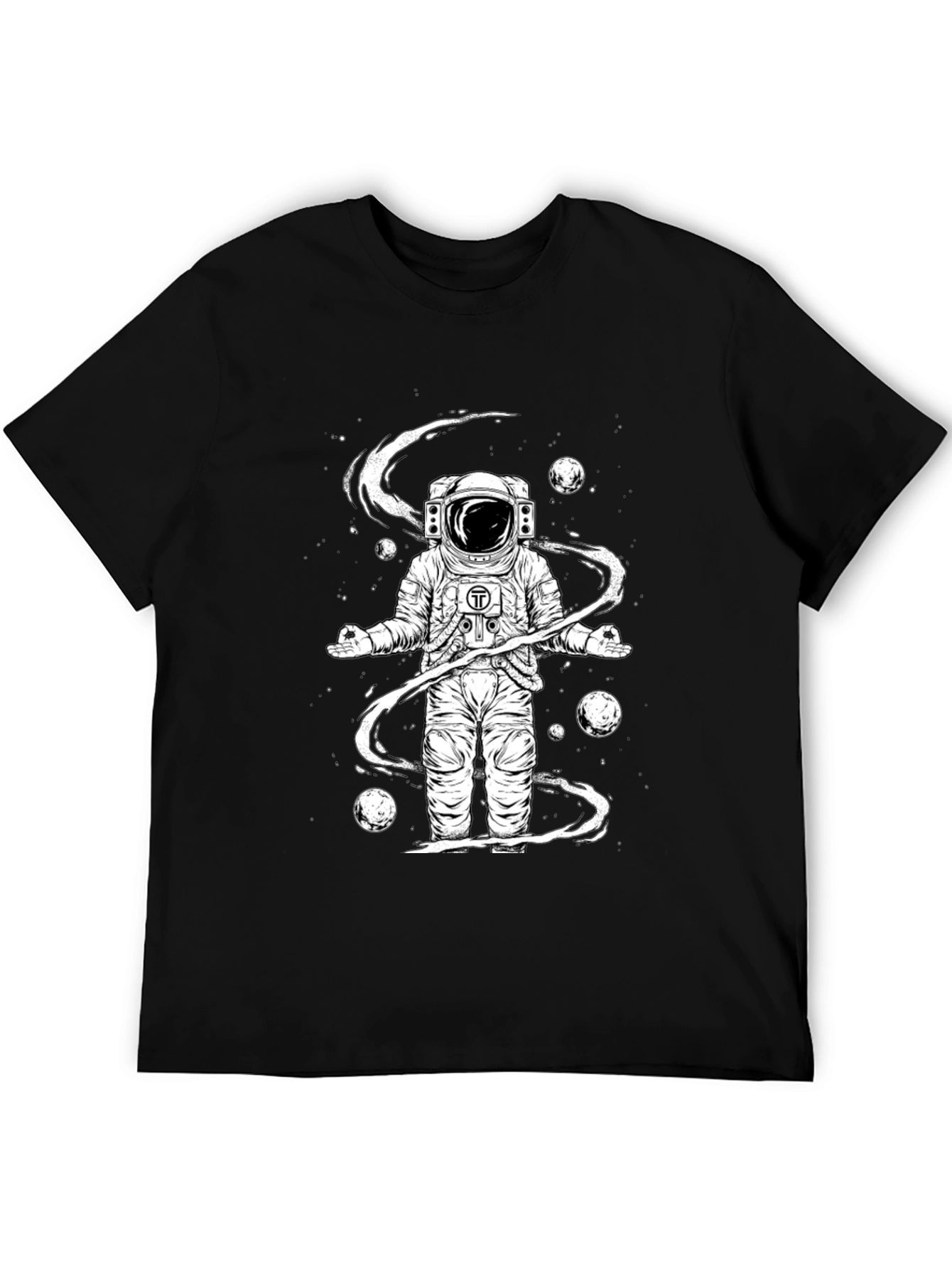 Meditating Astronaut Black Graphic Tee