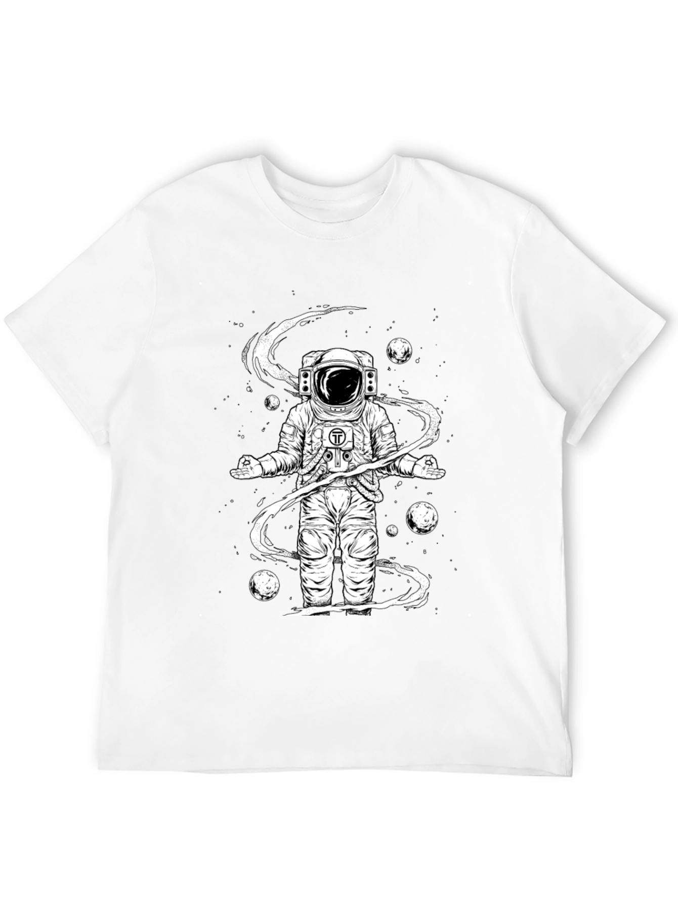 Meditating Astronaut Black Graphic Tee