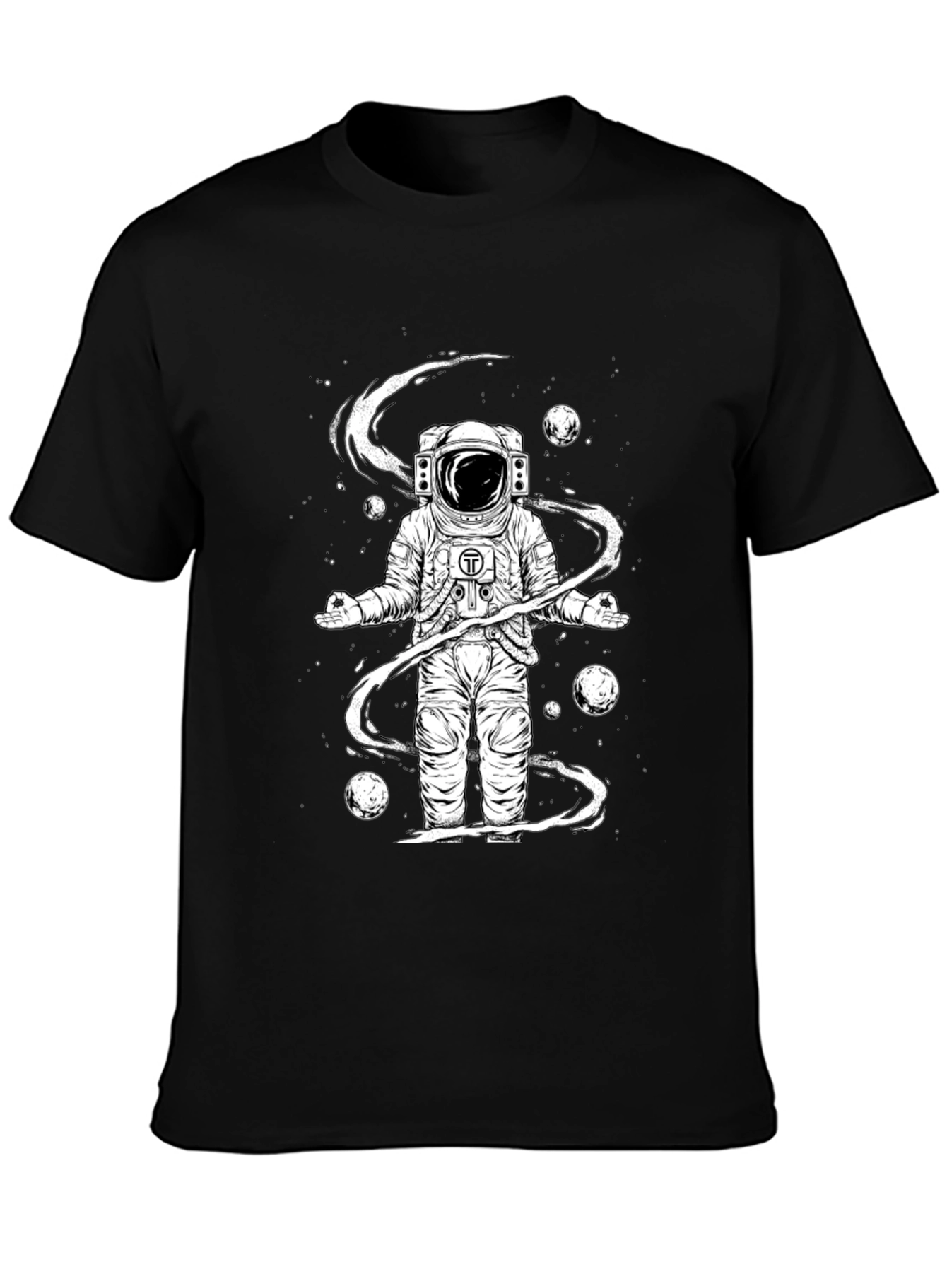 Meditating Astronaut Black Graphic Tee