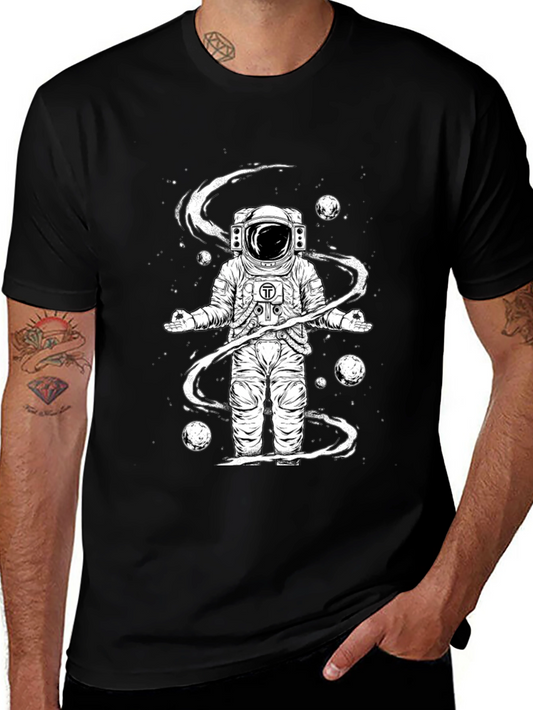 Meditating Astronaut Black Graphic Tee