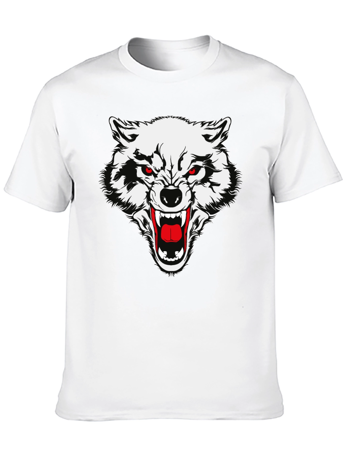 Black T-Shirt with Fierce Wolf Graphic