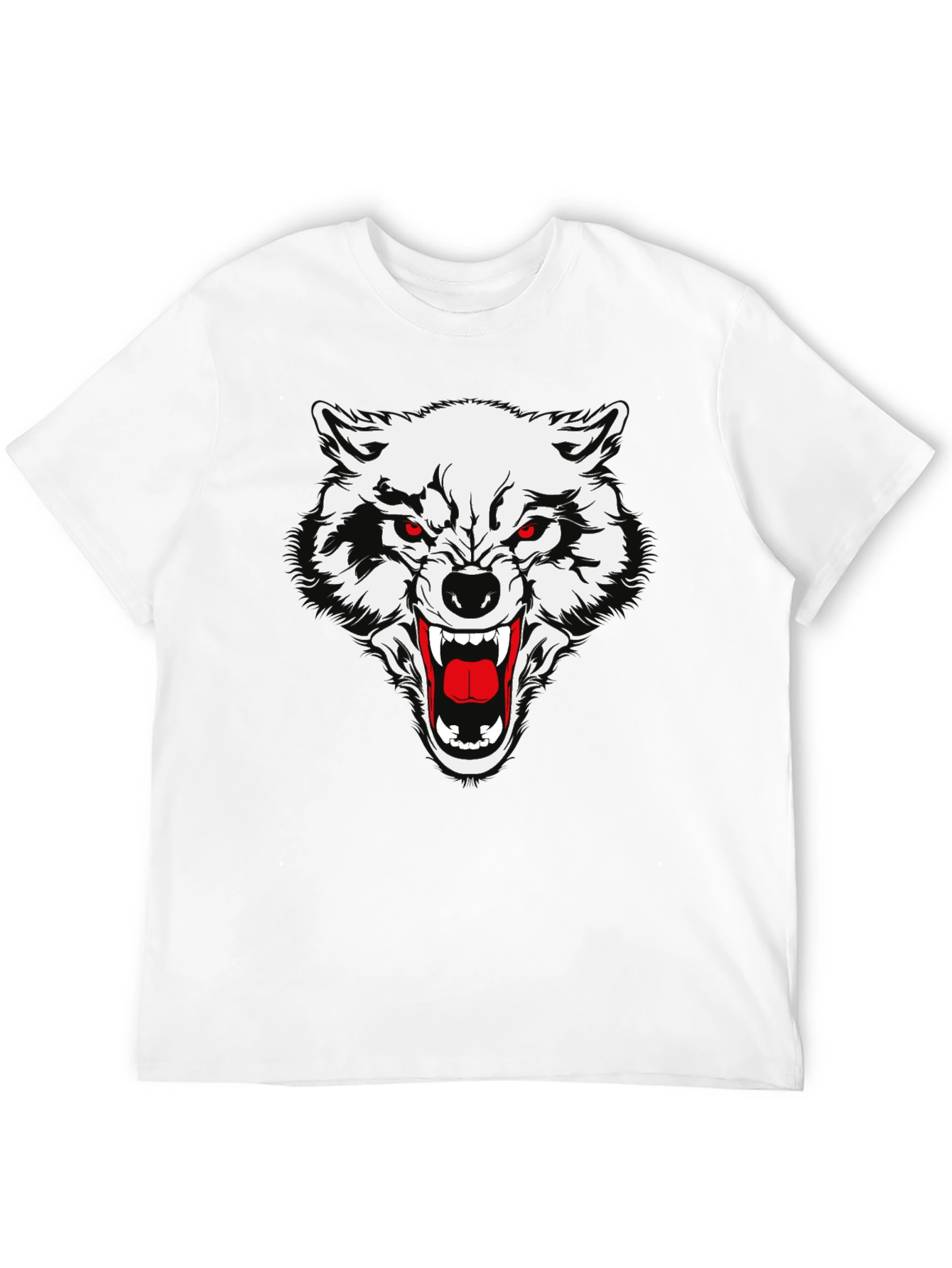 Black T-Shirt with Fierce Wolf Graphic