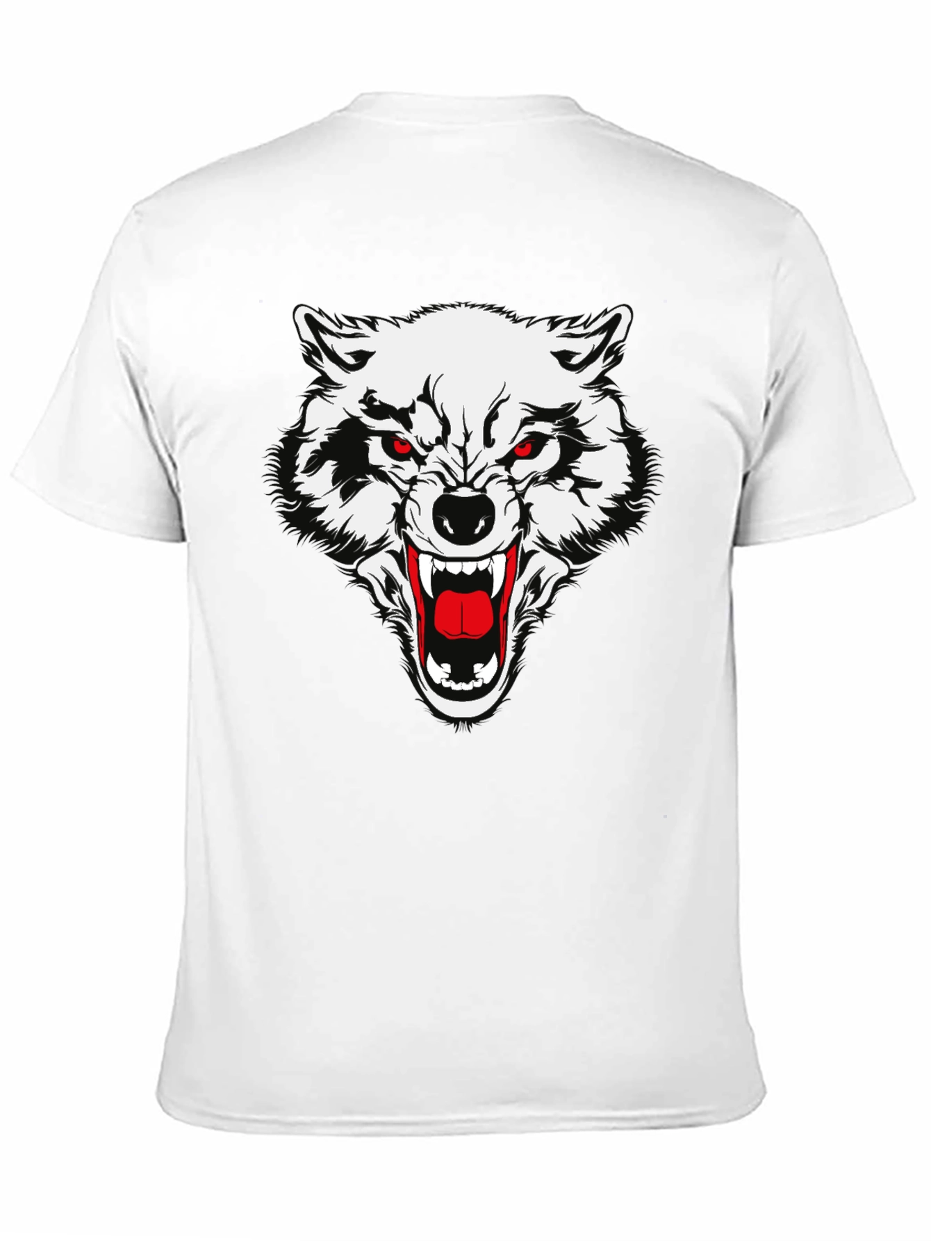 Black T-Shirt with Fierce Wolf Graphic