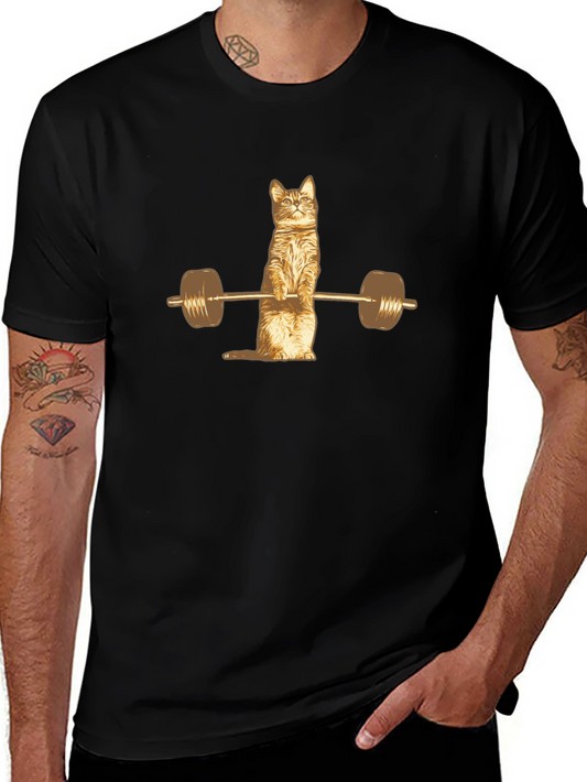Cat Lifting Weights Funny Gym T-Shirt