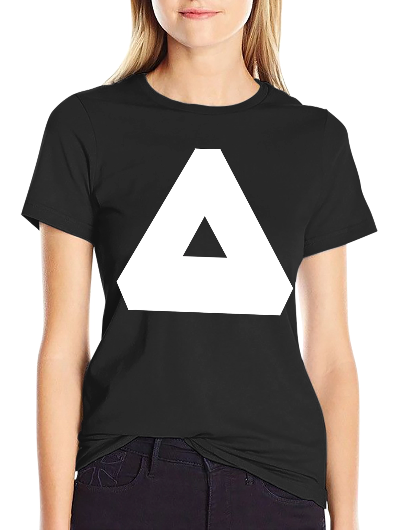 Geometric Graphic Tee - Black Cotton T-Shirt