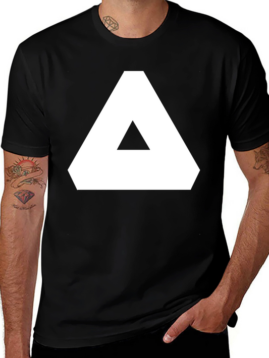 Geometric Graphic Tee - Black Cotton T-Shirt