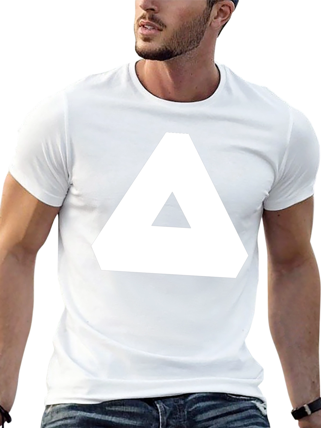 Geometric Graphic Tee - Black Cotton T-Shirt