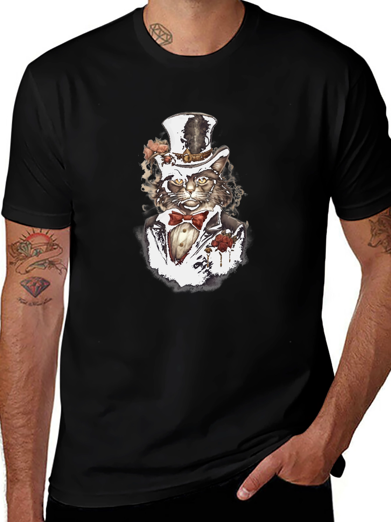 Gentleman Cat T-Shirt - Stylish Feline Design