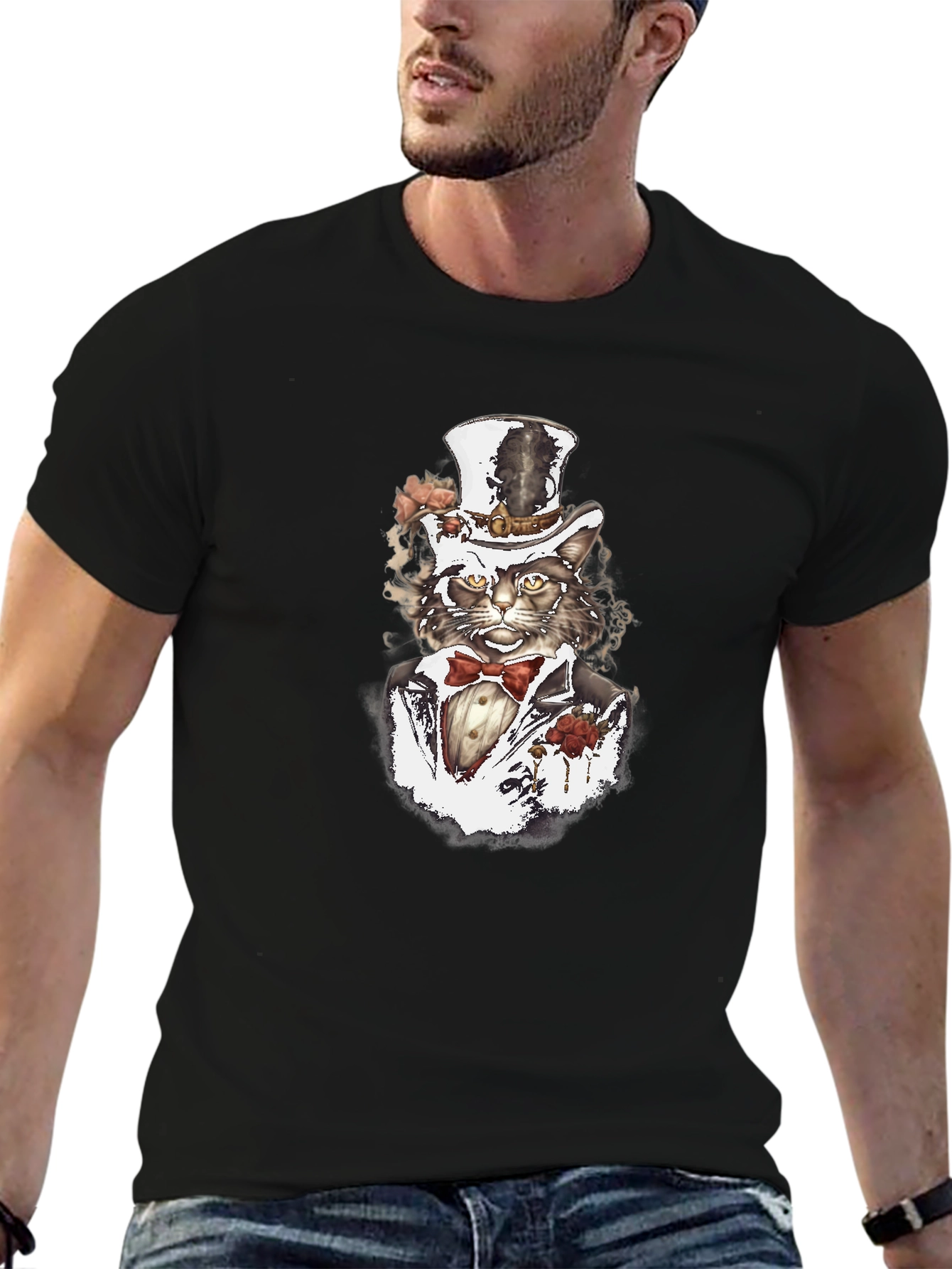 Gentleman Cat T-Shirt - Stylish Feline Design