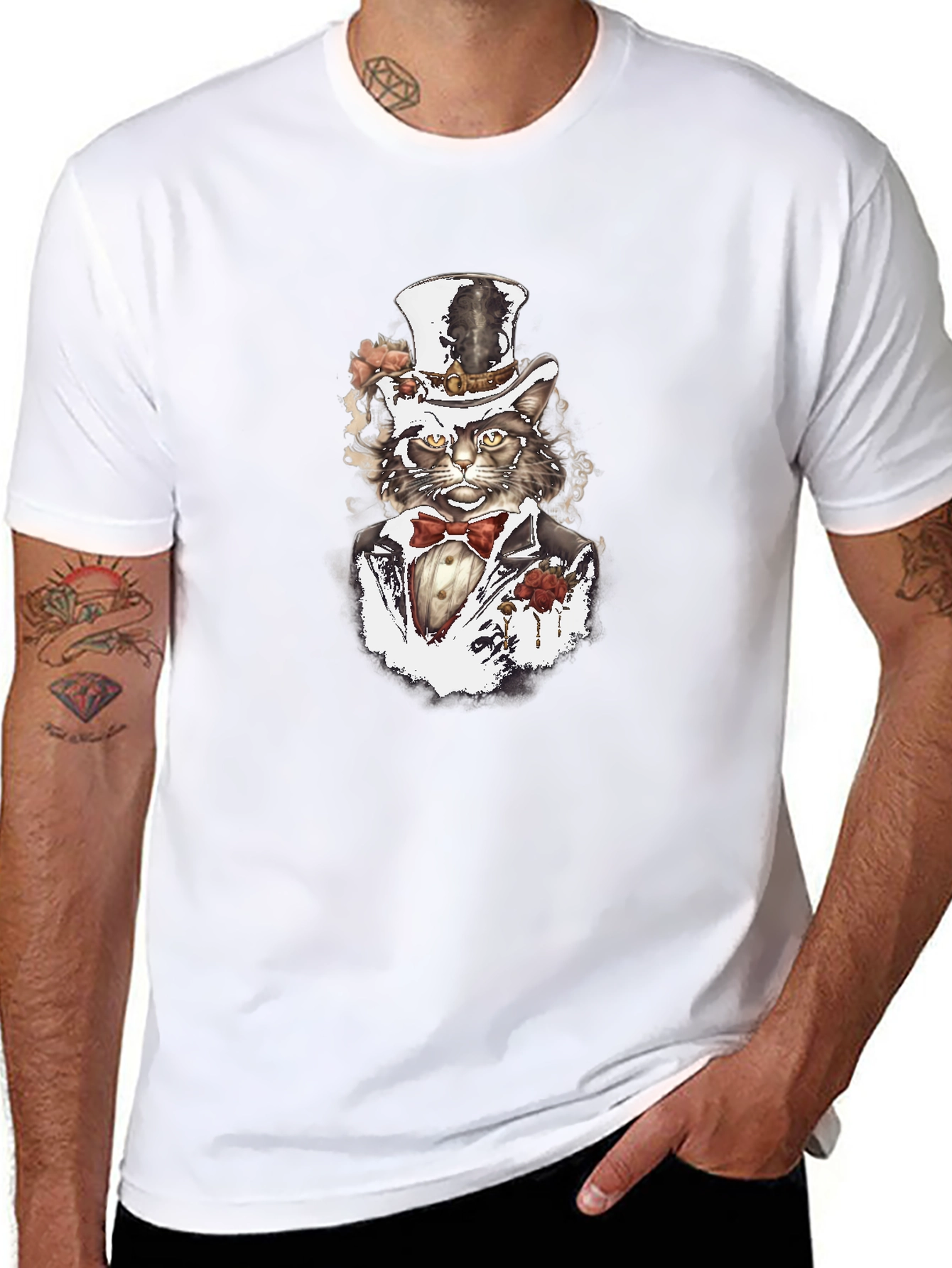 Gentleman Cat T-Shirt - Stylish Feline Design