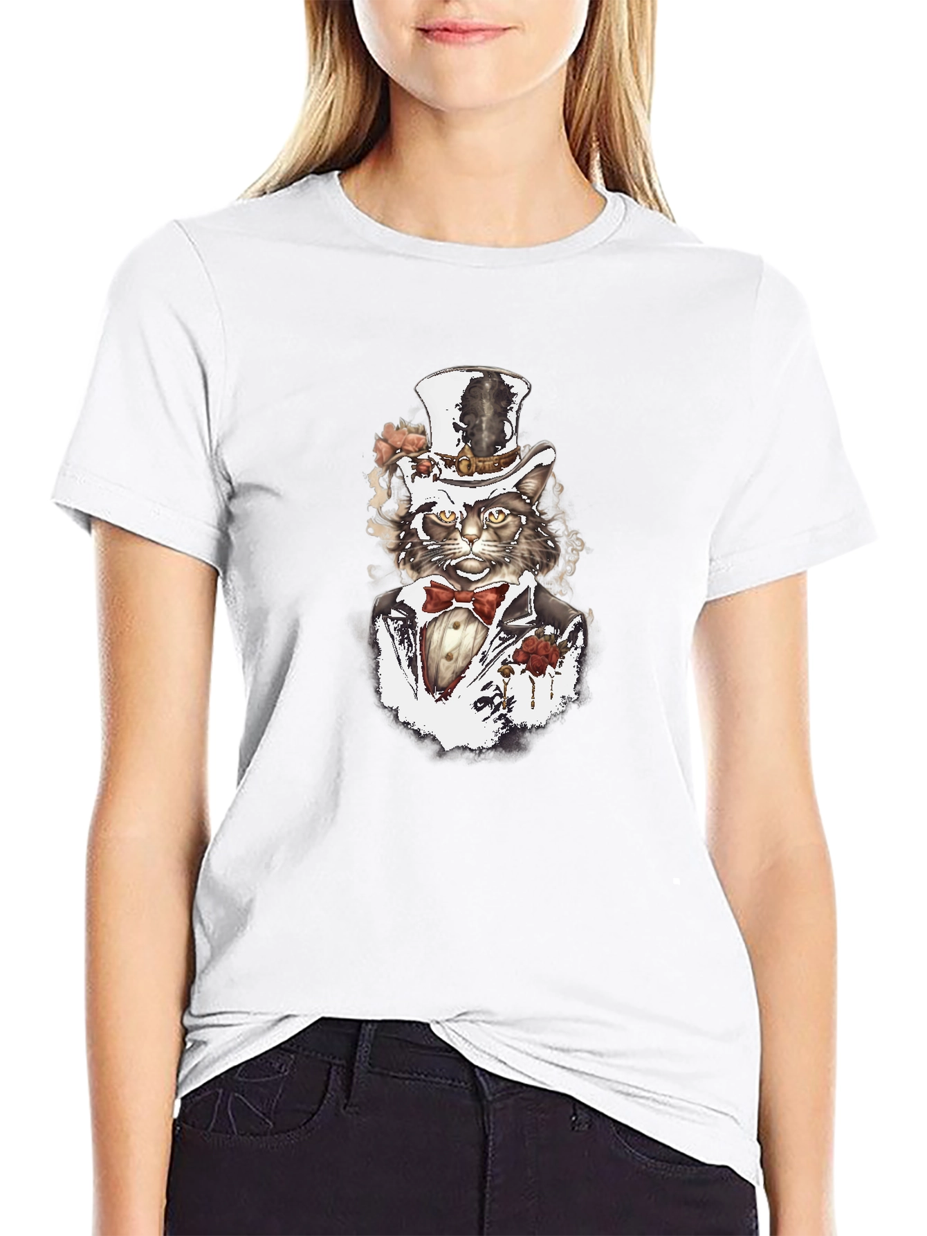 Gentleman Cat T-Shirt - Stylish Feline Design