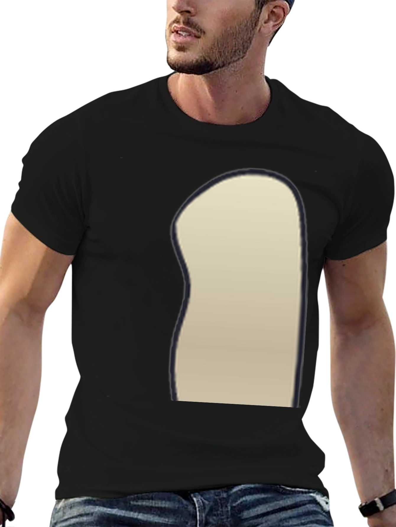 Black Crew Neck T-Shirt with Unique Design