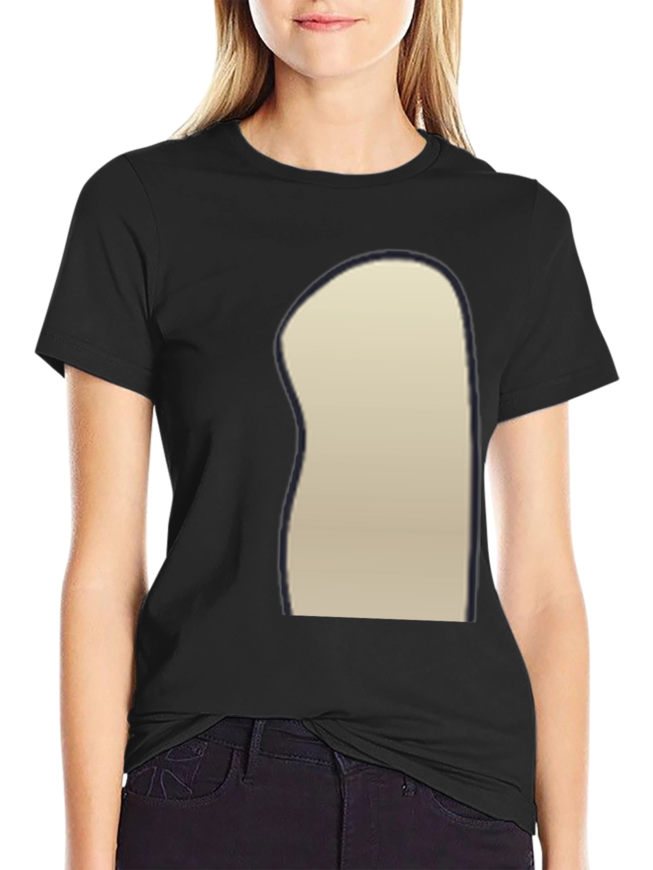Black Crew Neck T-Shirt with Unique Design