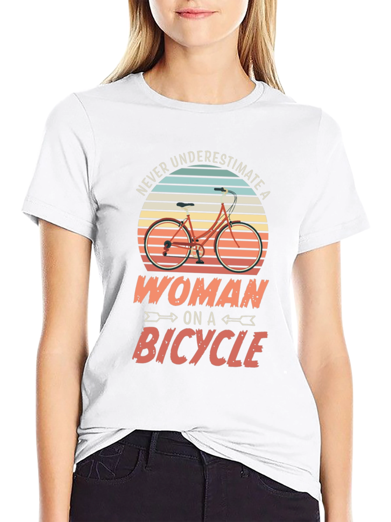 Never Underestimate a Woman on a Bicycle Tee