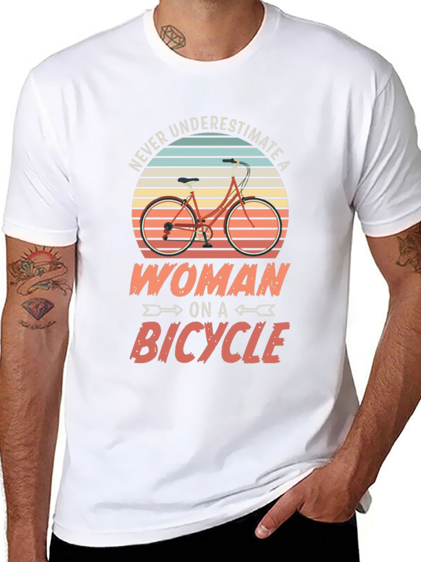 Never Underestimate a Woman on a Bicycle Tee