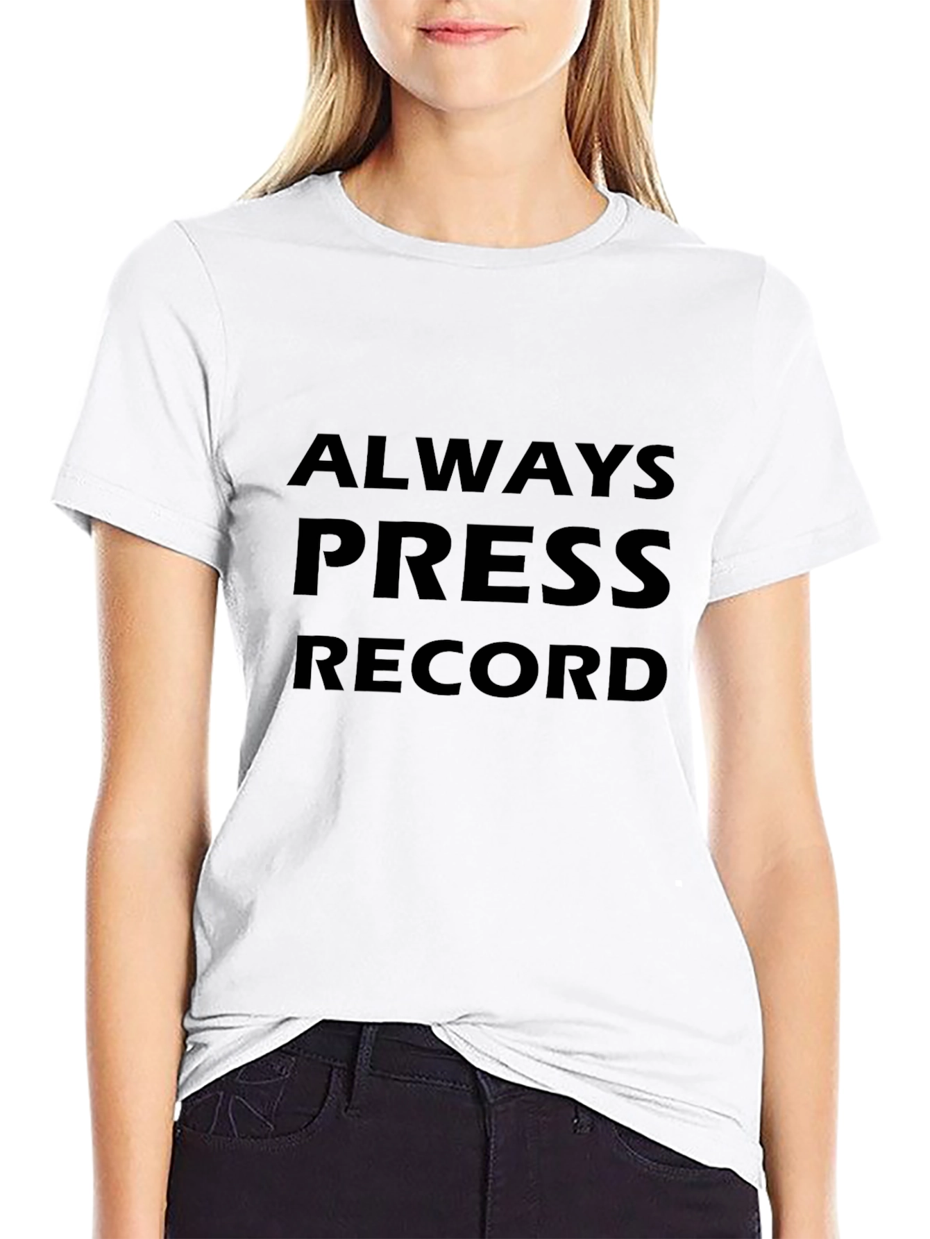 Always Press Record Black Graphic Tee
