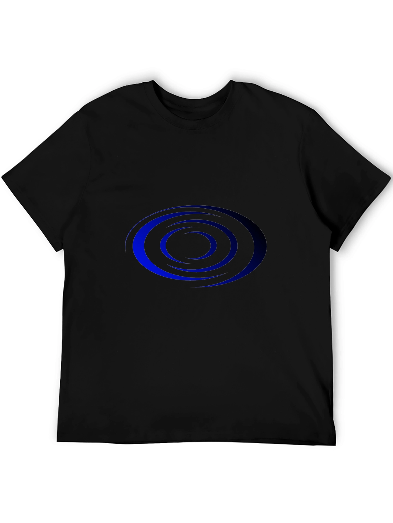 Mens Black T-shirt with Blue Spiral Design
