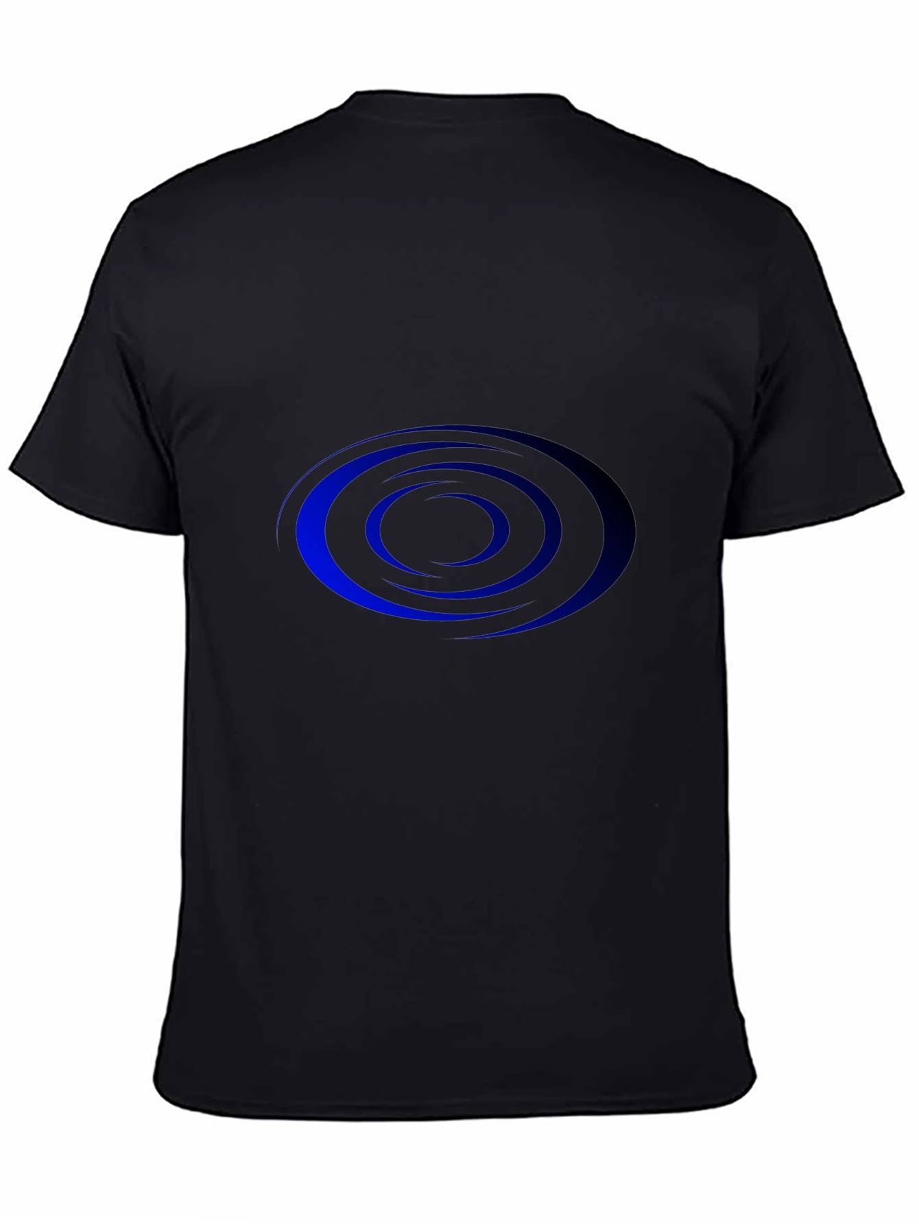 Mens Black T-shirt with Blue Spiral Design