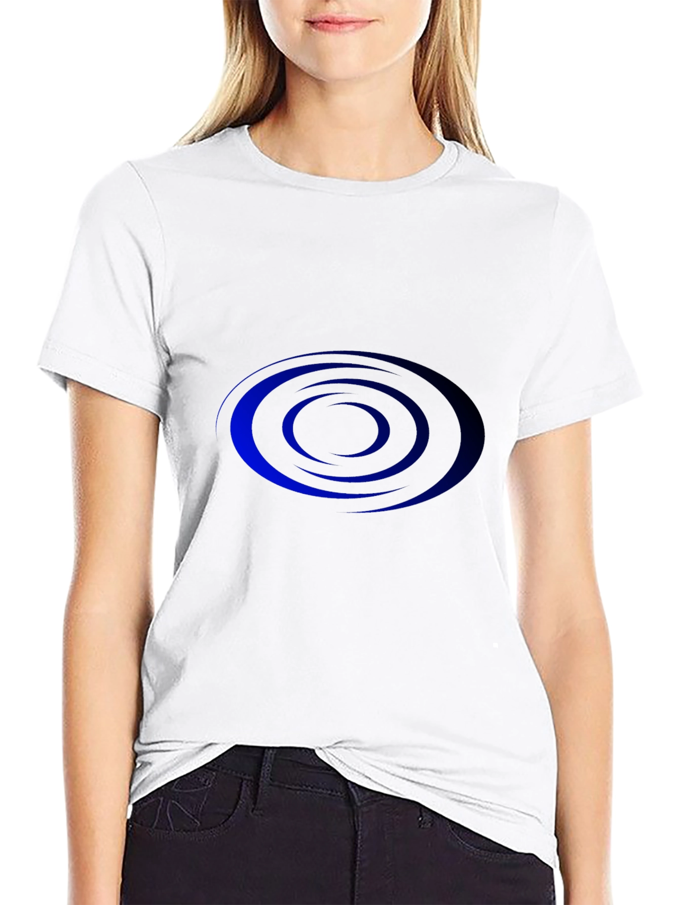 Mens Black T-shirt with Blue Spiral Design