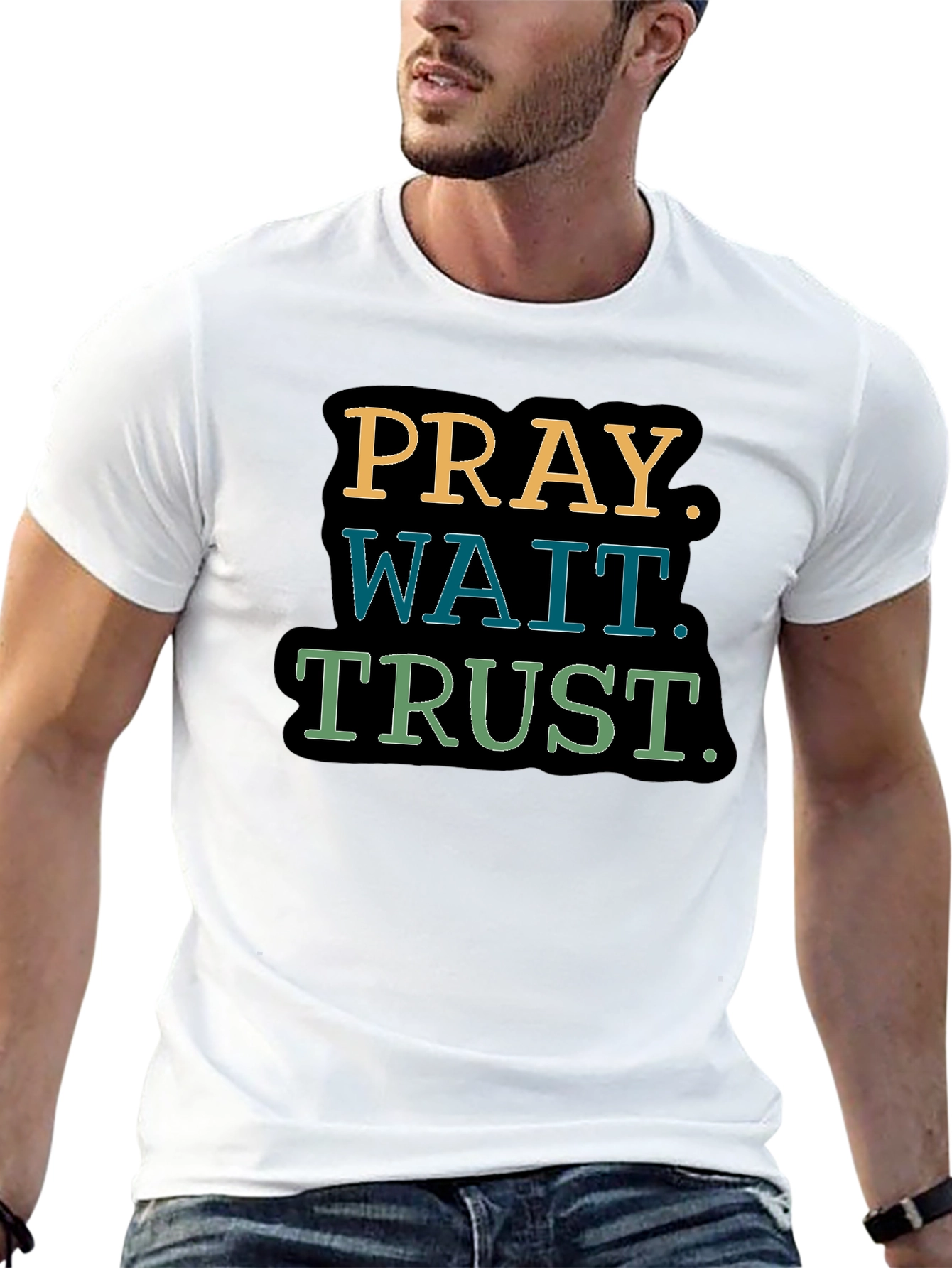 Pray Wait Trust T-Shirt - Inspirational Graphic Tee