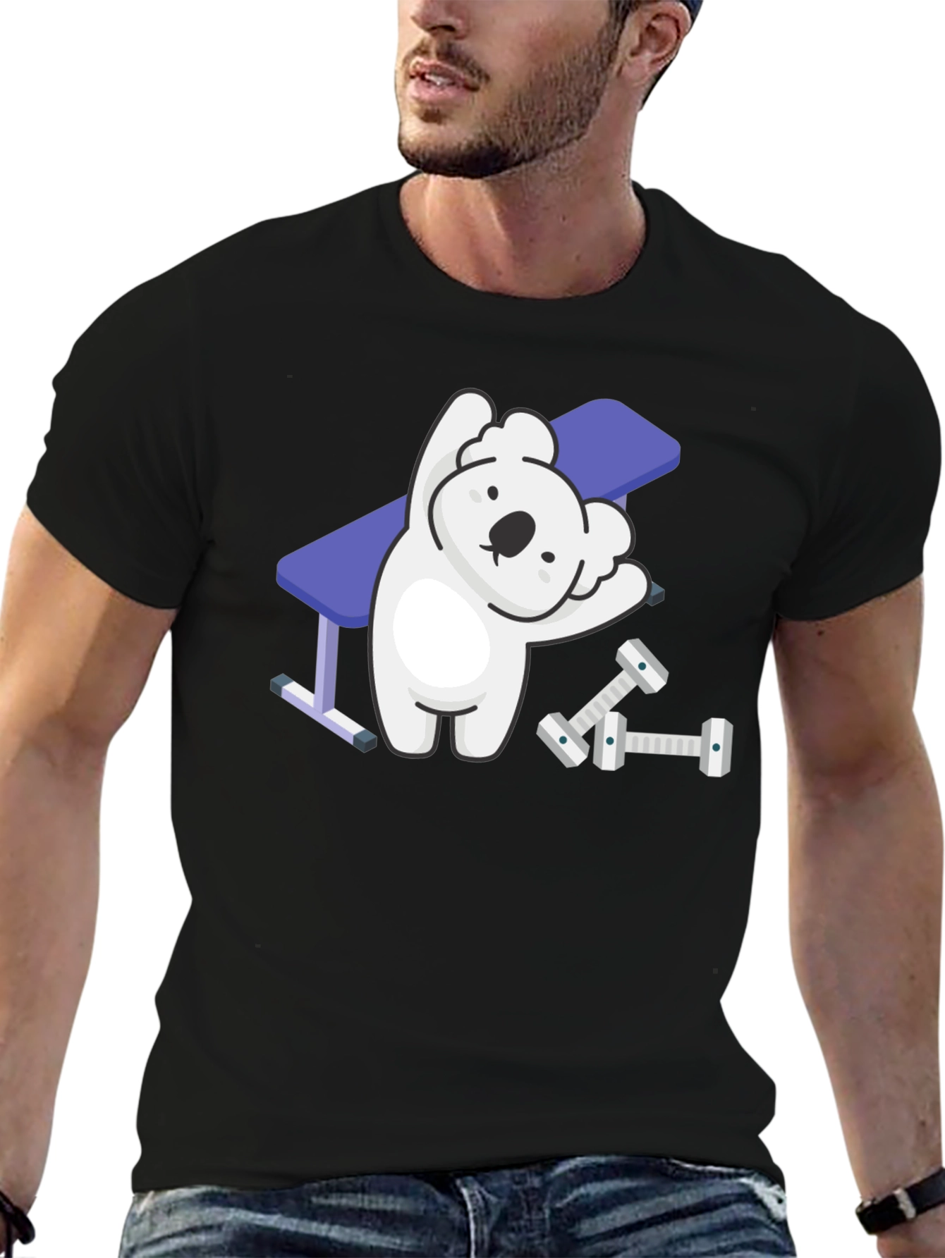 Koala Gym T-Shirt - Black Cartoon Design