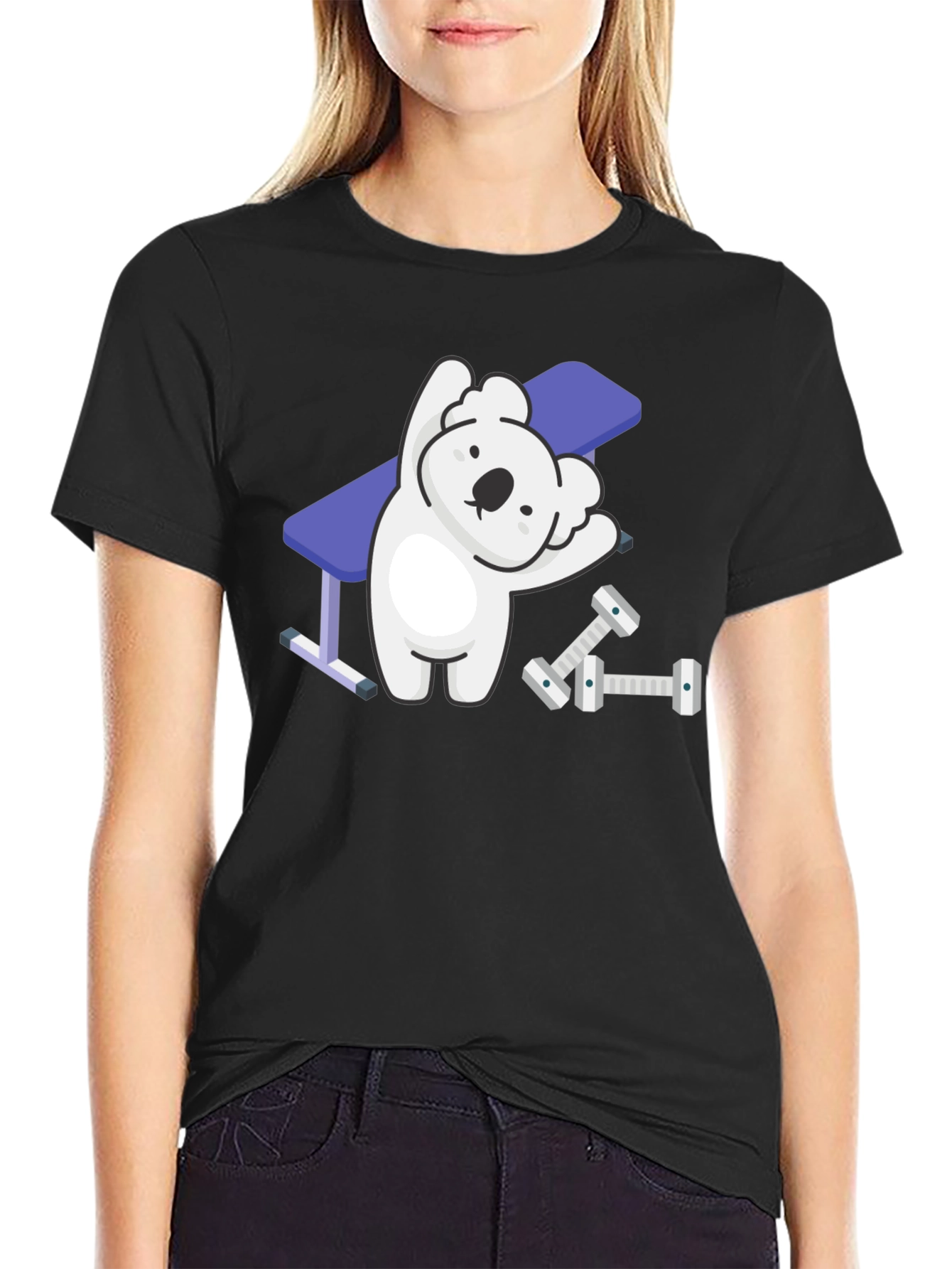 Koala Gym T-Shirt - Black Cartoon Design