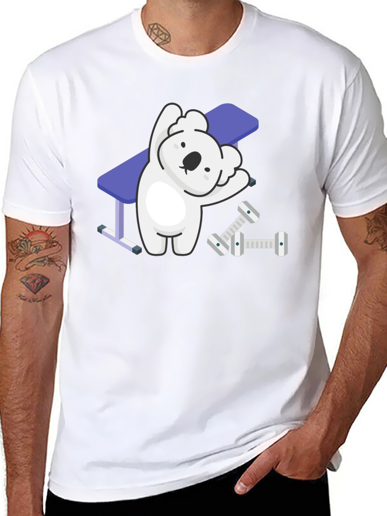 Koala Gym T-Shirt - Black Cartoon Design