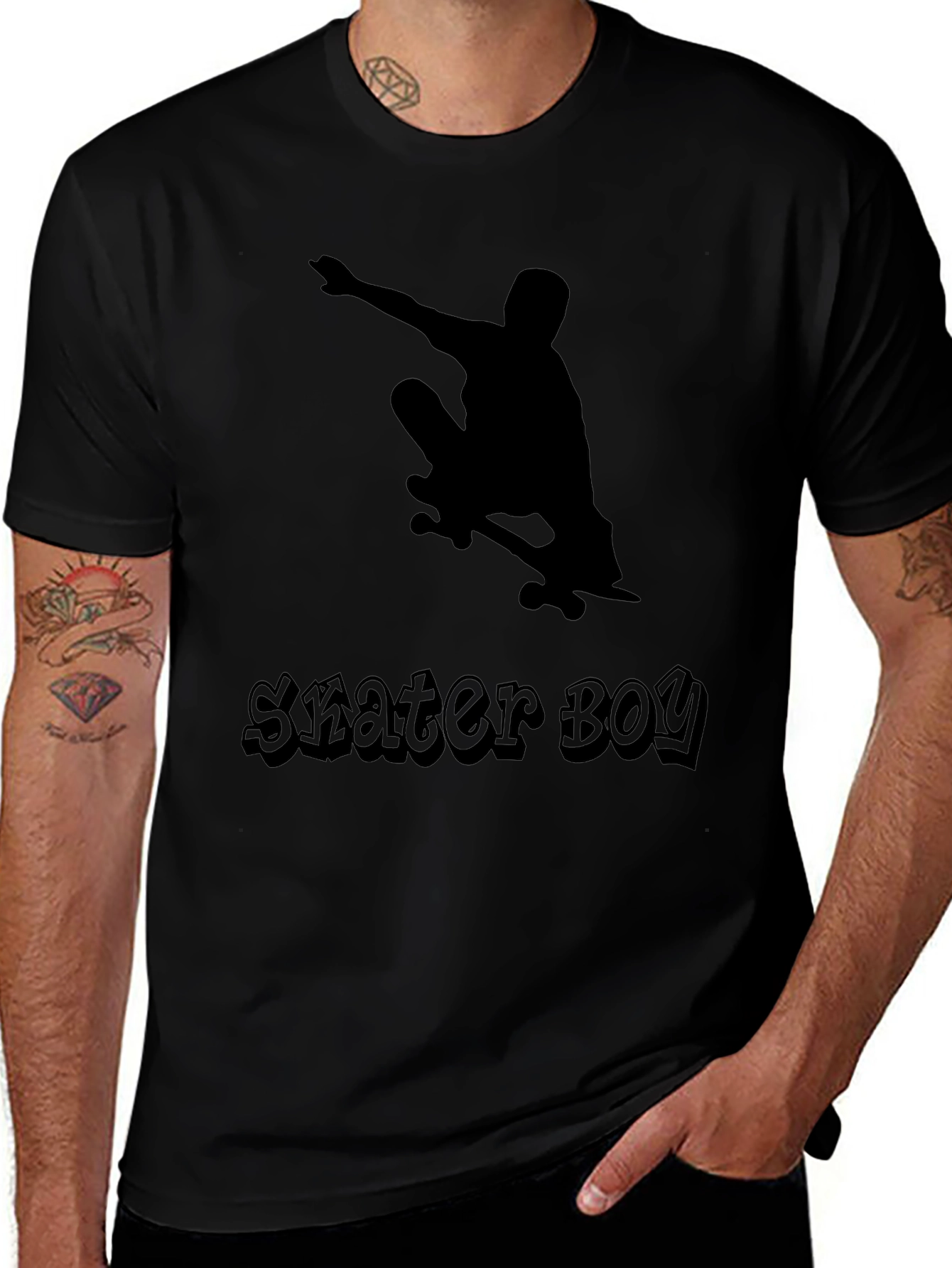 Skater Boy Graphic Tee - Cool Black T-Shirt