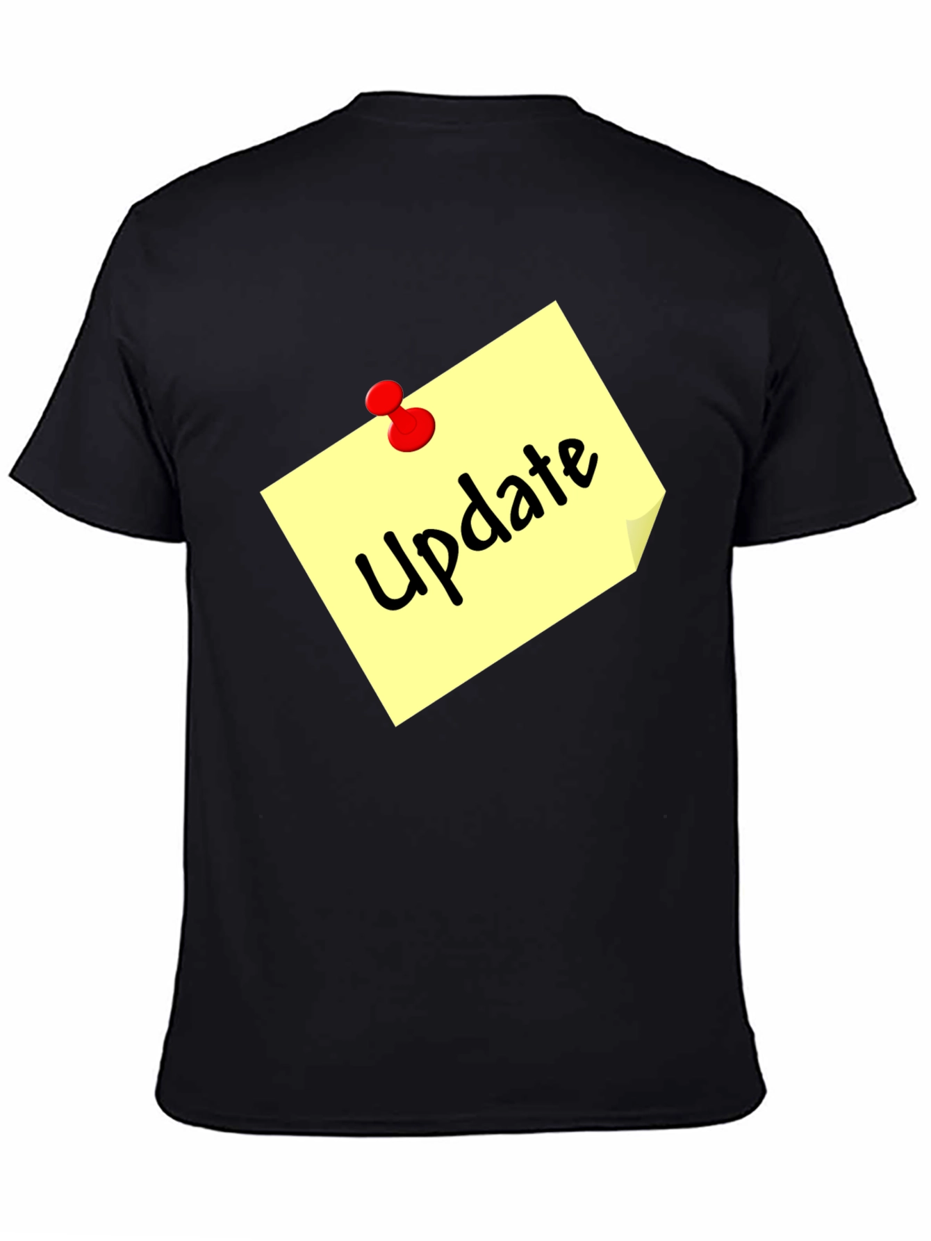 Update Note Mens Black T-Shirt - Reminder Style