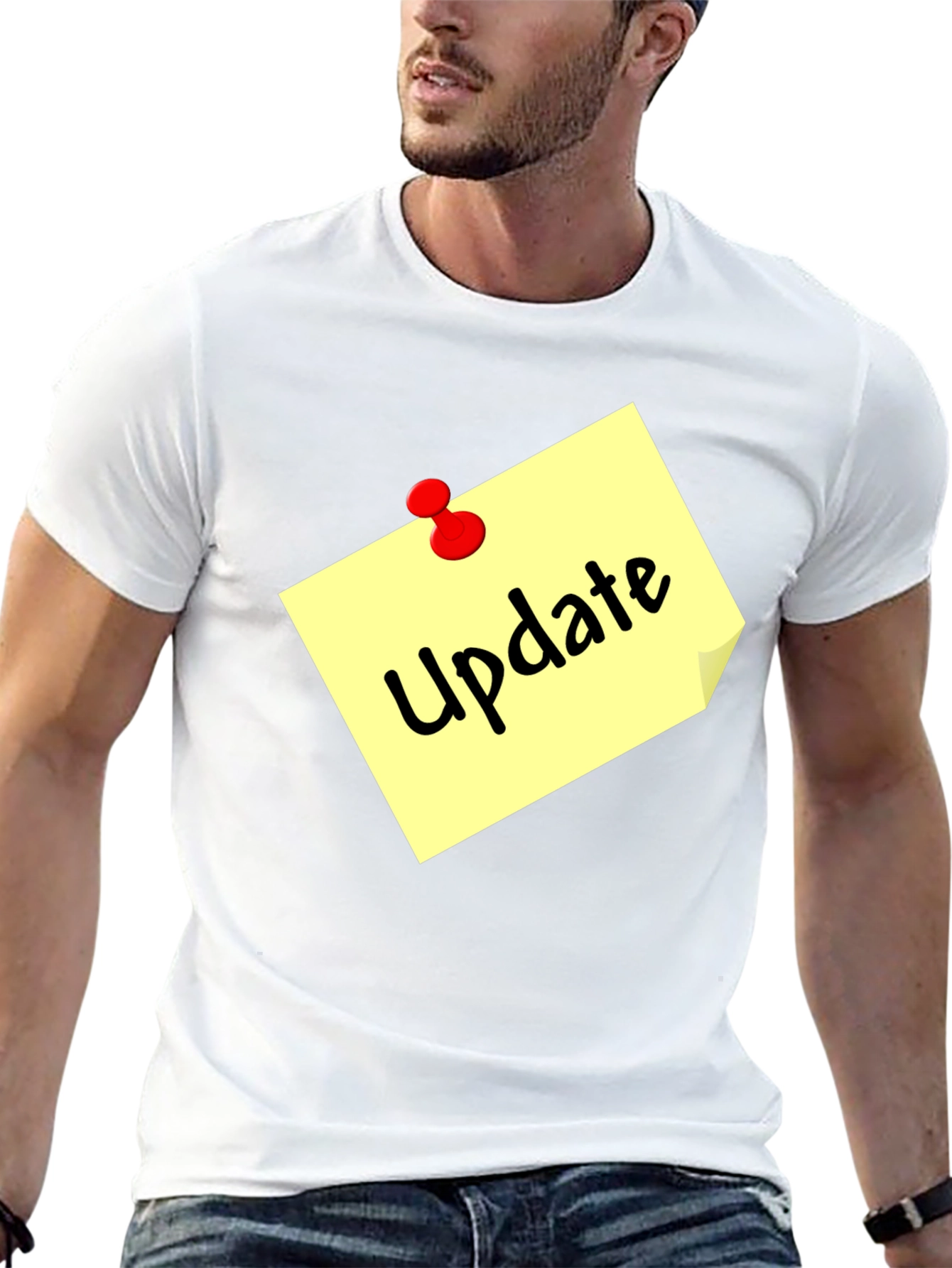 Update Note Mens Black T-Shirt - Reminder Style