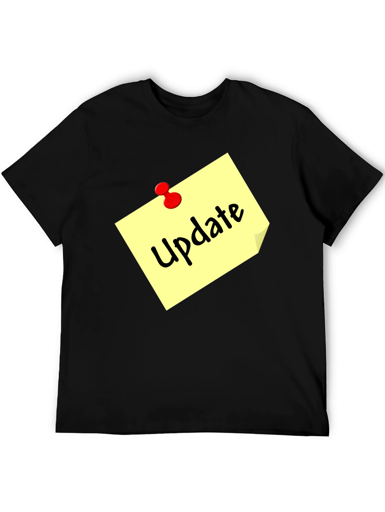 Update Note Mens Black T-Shirt - Reminder Style