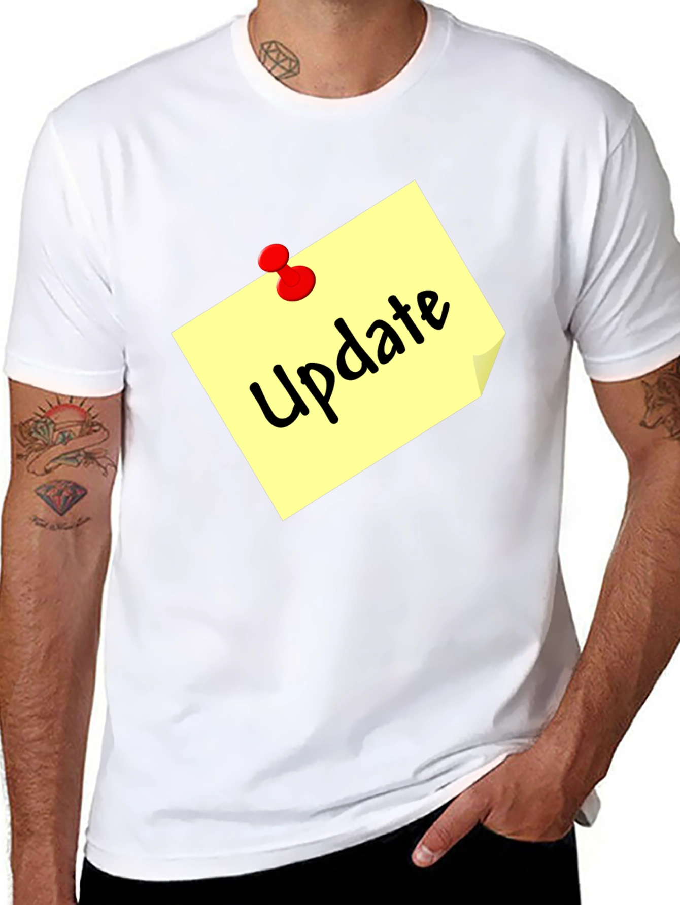 Update Note Mens Black T-Shirt - Reminder Style