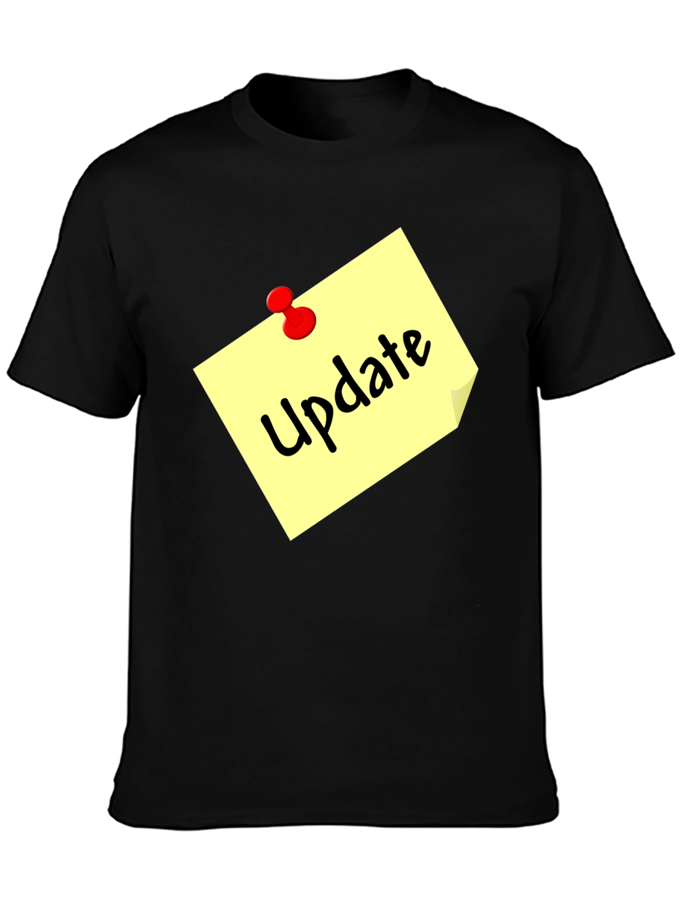 Update Note Mens Black T-Shirt - Reminder Style
