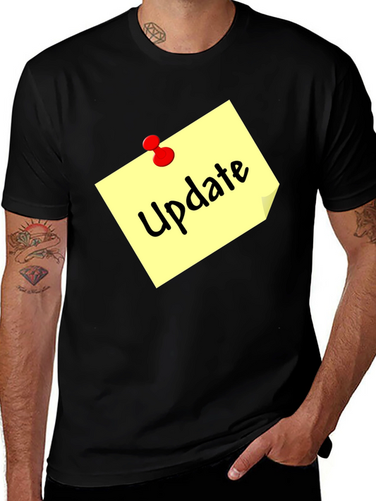 Update Note Mens Black T-Shirt - Reminder Style