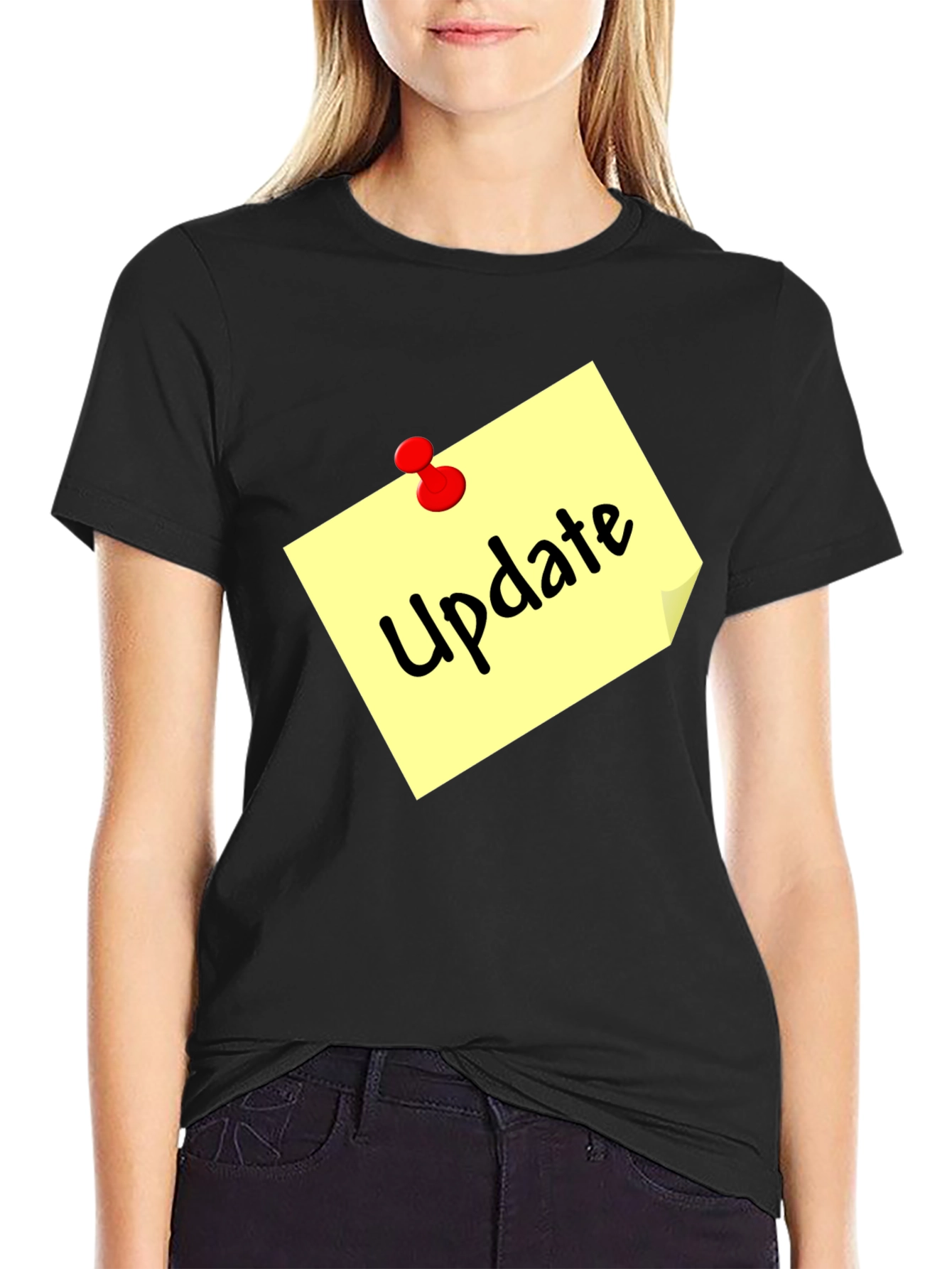 Update Note Mens Black T-Shirt - Reminder Style