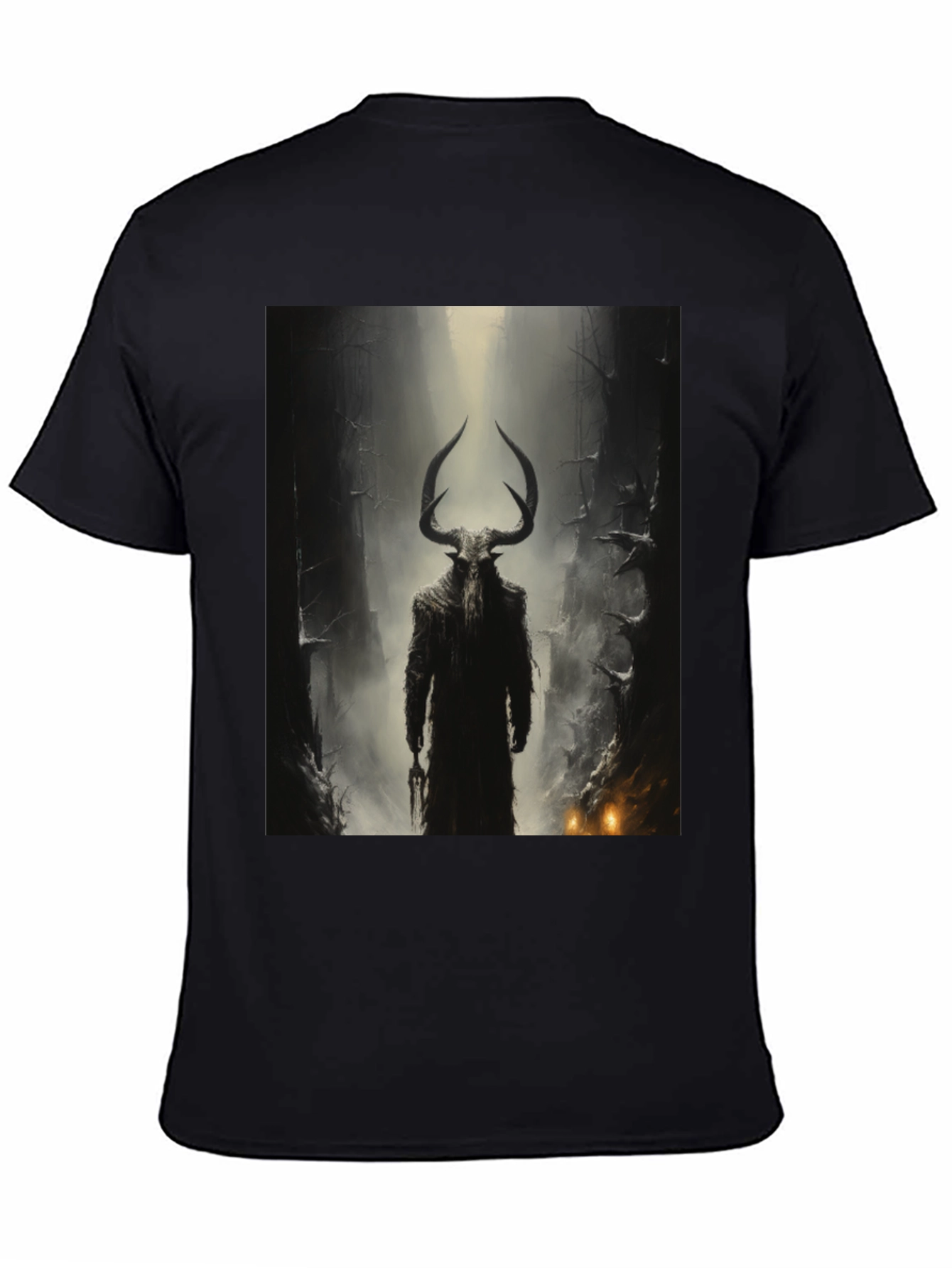 Mystic Horned Figure Graphic Tee - Black