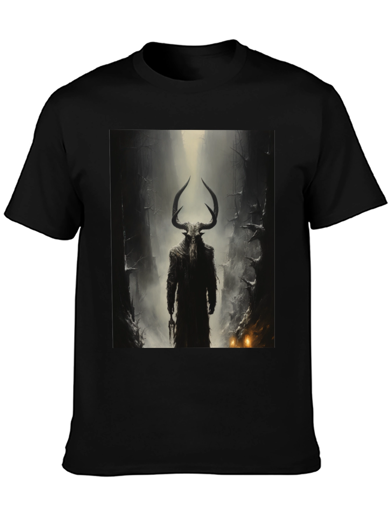 Mystic Horned Figure Graphic Tee - Black