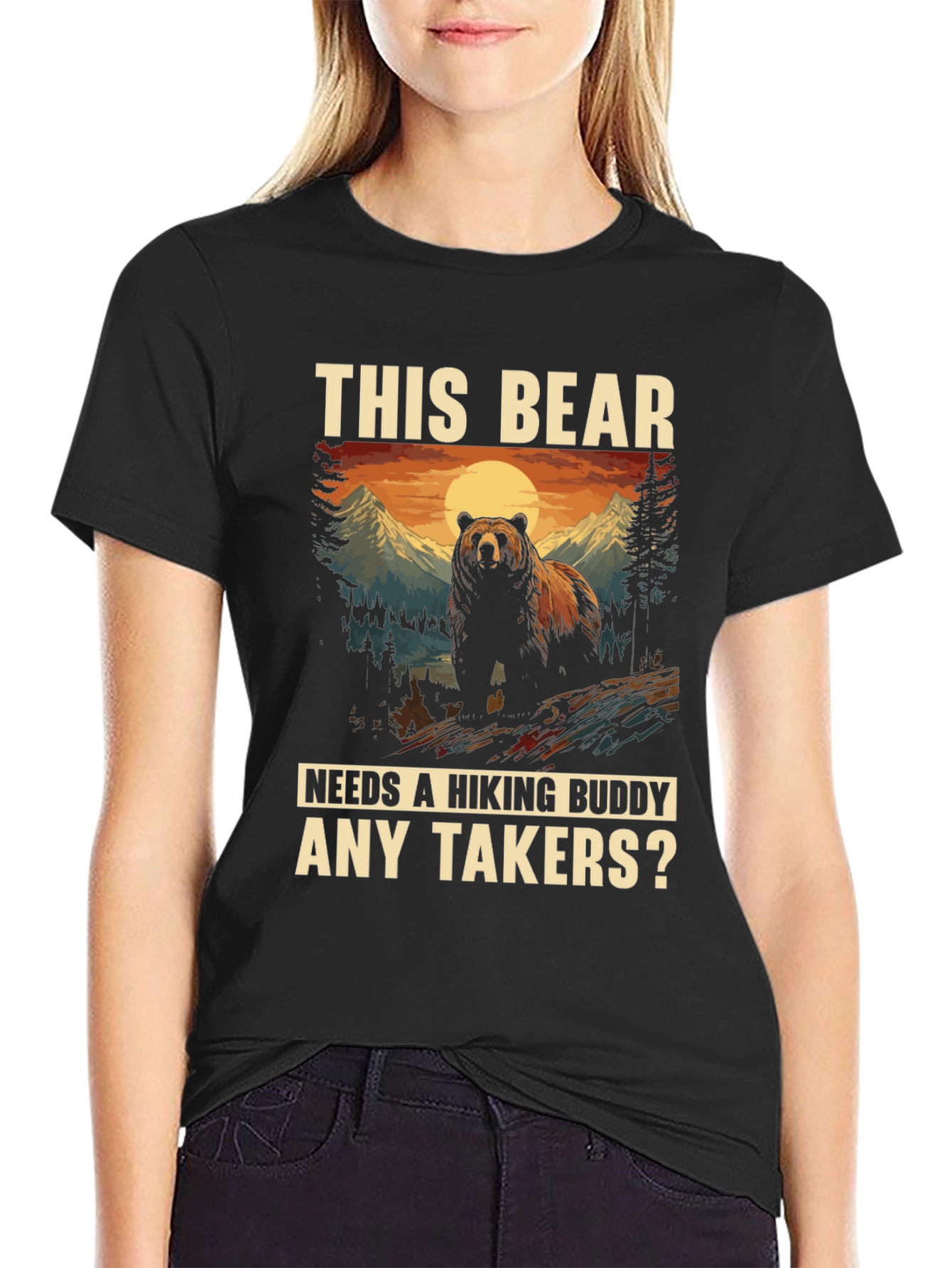 Hiking Bear Graphic Tee: Any Takers?