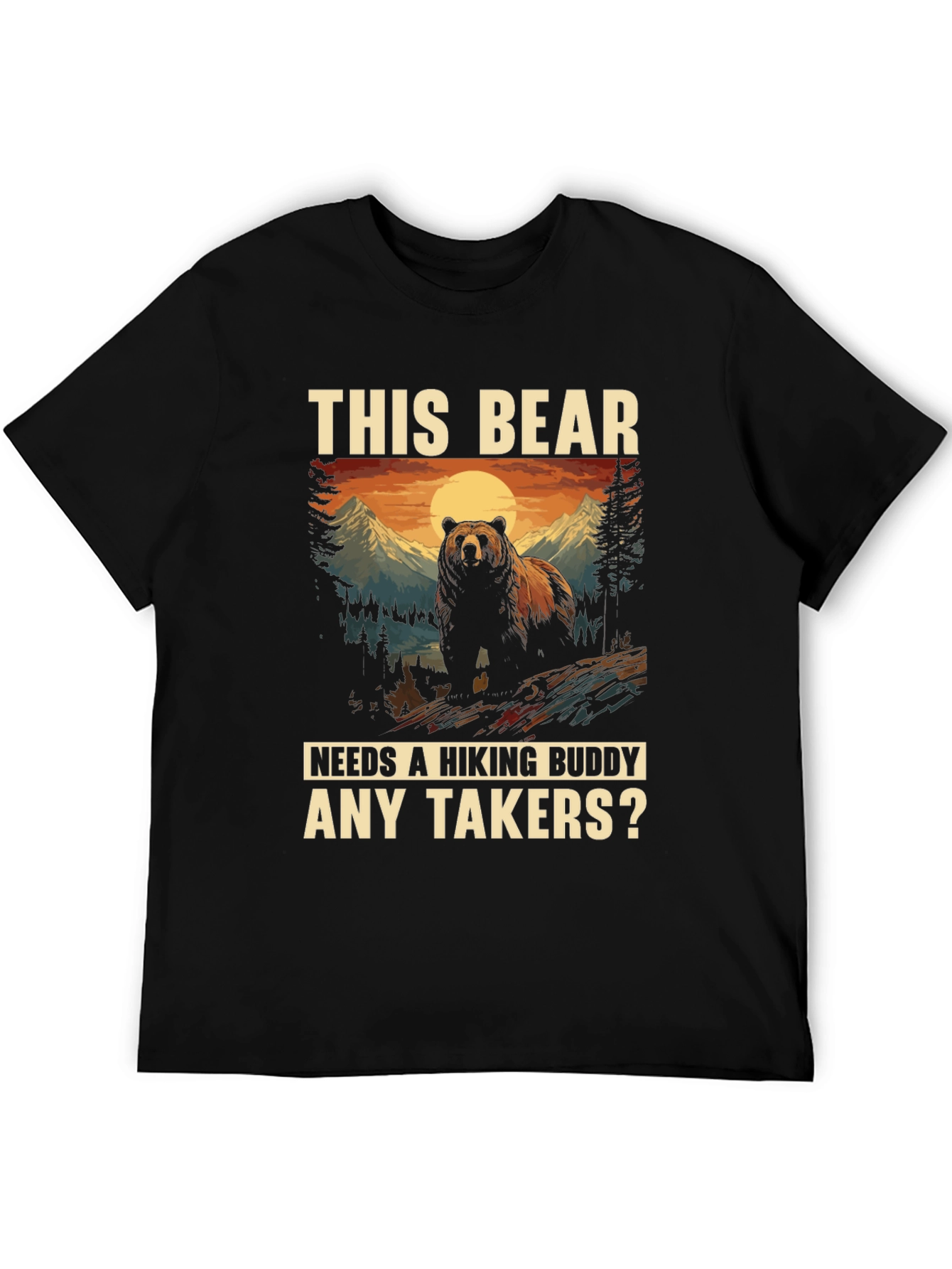 Hiking Bear Graphic Tee: Any Takers?