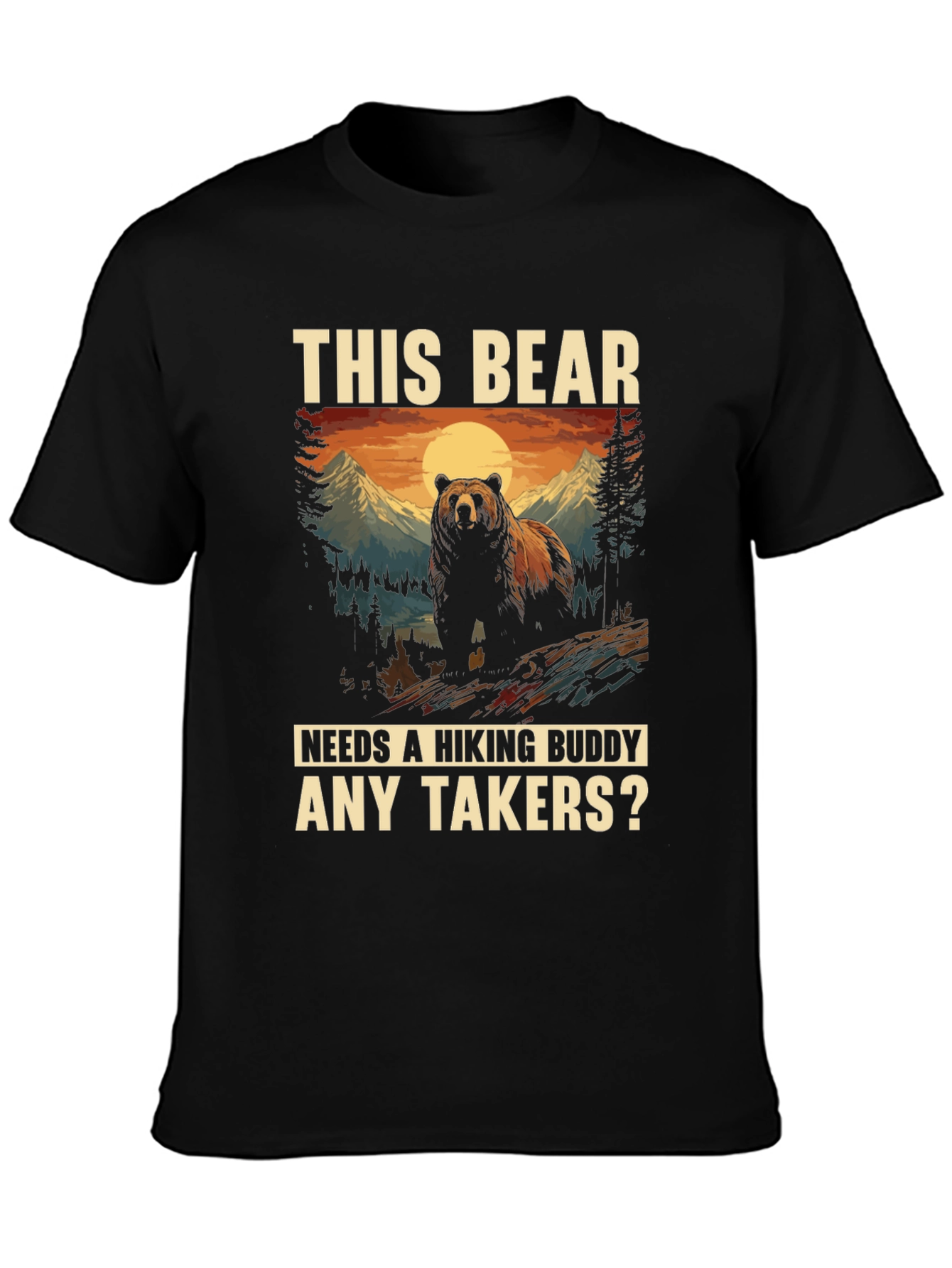 Hiking Bear Graphic Tee: Any Takers?