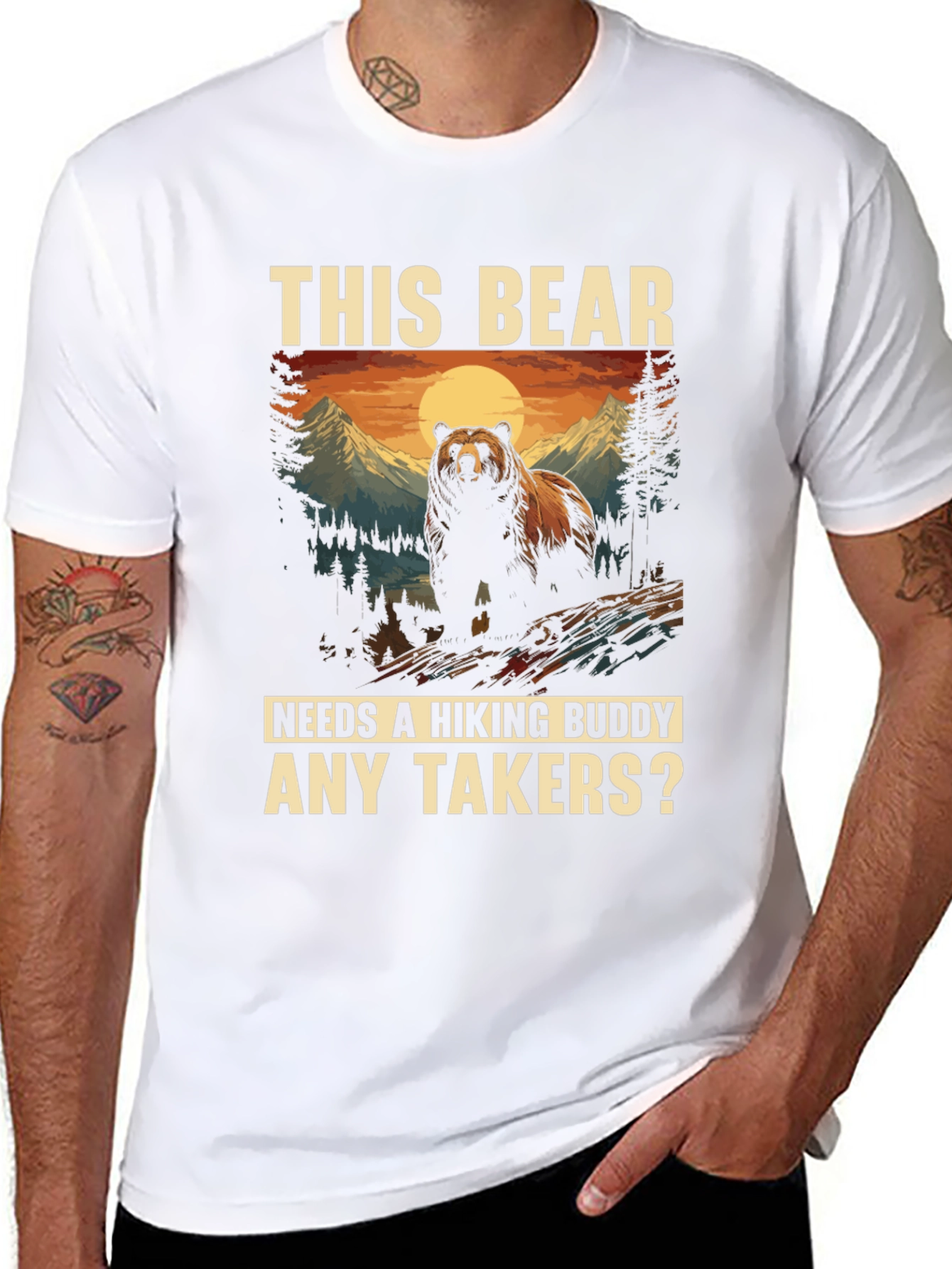 Hiking Bear Graphic Tee: Any Takers?
