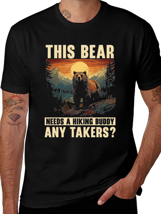 Hiking Bear Graphic Tee: Any Takers?