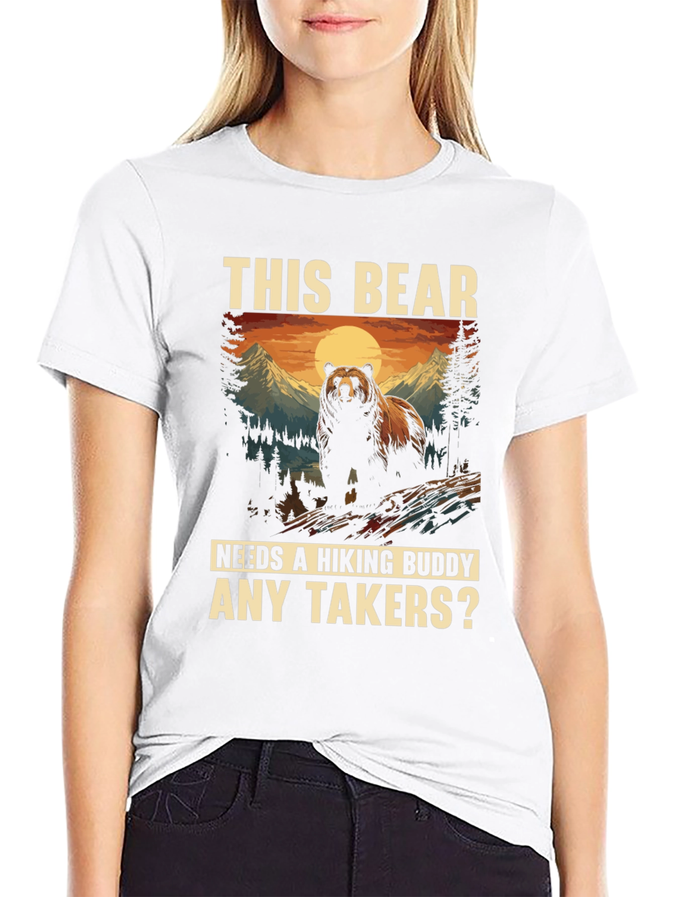 Hiking Bear Graphic Tee: Any Takers?