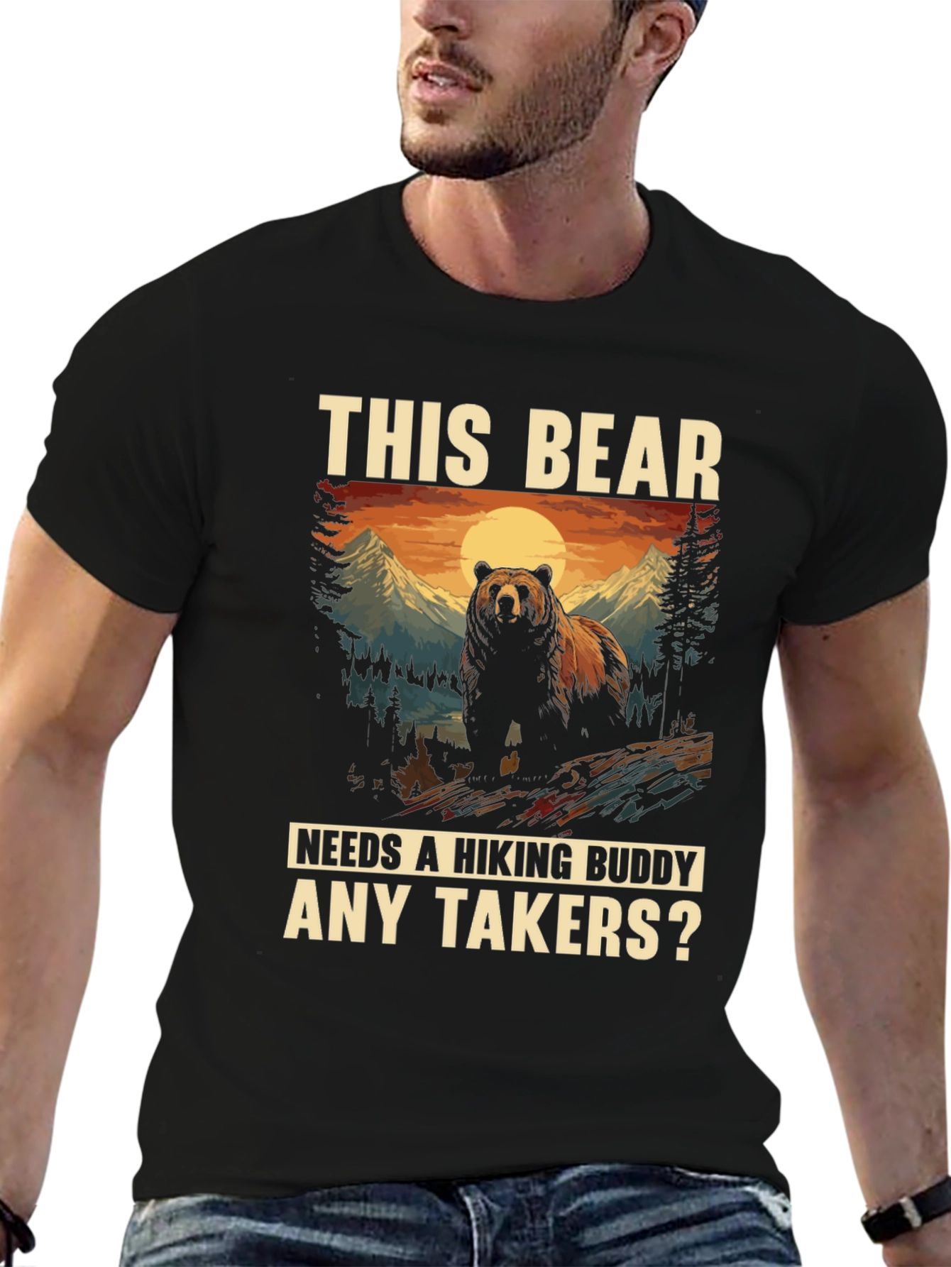 Hiking Bear Graphic Tee: Any Takers?
