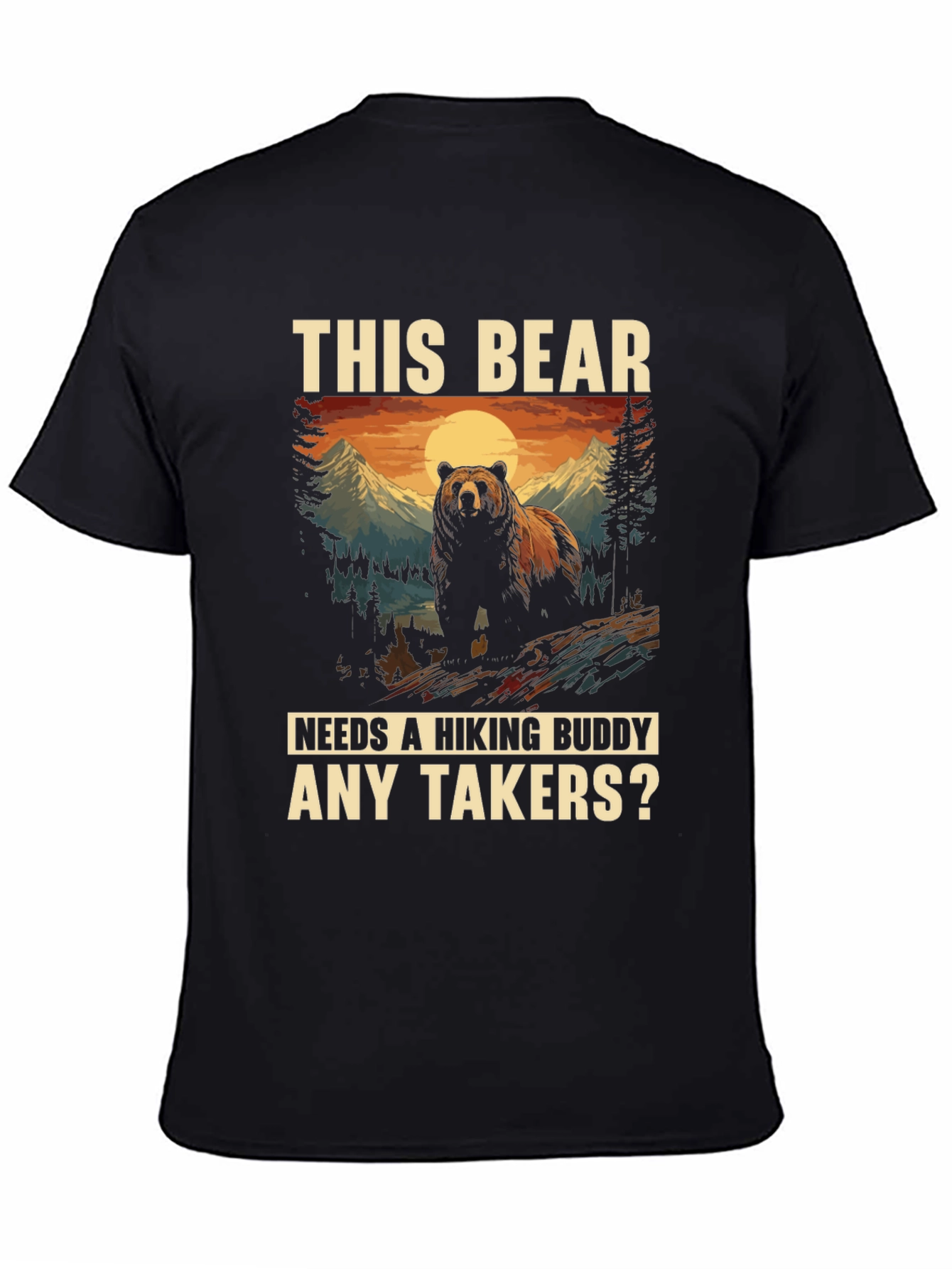 Hiking Bear Graphic Tee: Any Takers?