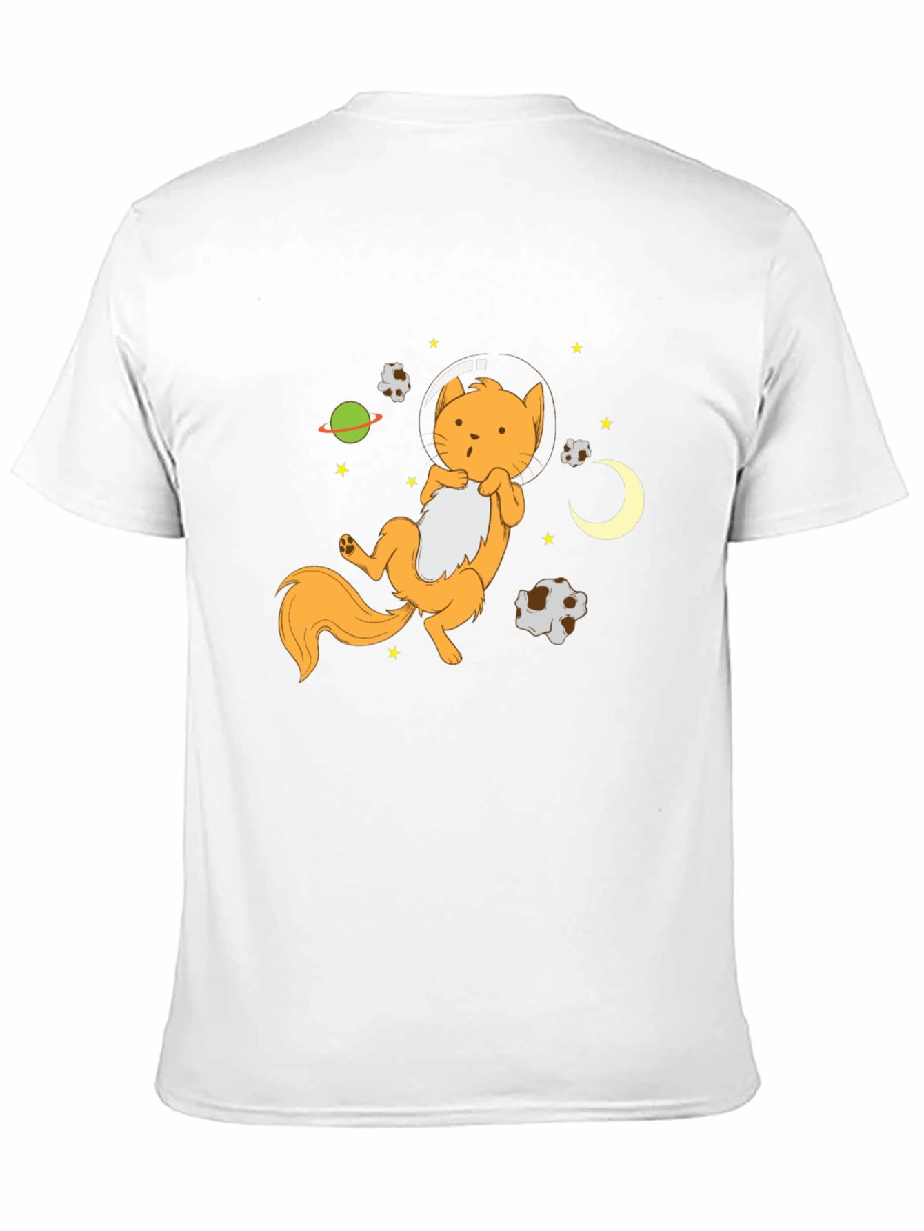 Astronaut Cat Graphic Tee - Black Cotton Blend T-Shirt
